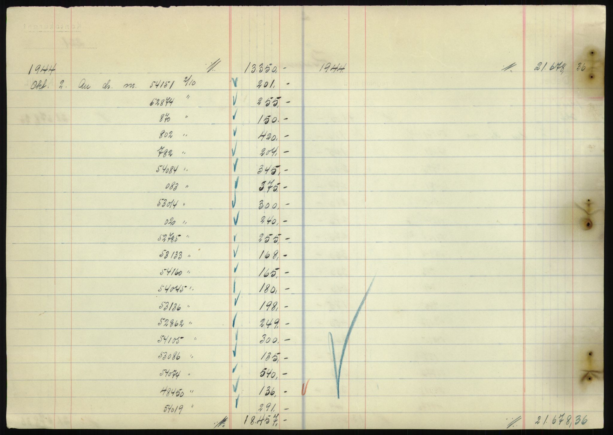 Forsvarsdepartementet, 10. kontor / Oppgjørskontoret, AV/RA-RAFA-1225/D/Db/L0180: Lista oppgjørskontor, 1942-1952, p. 2144