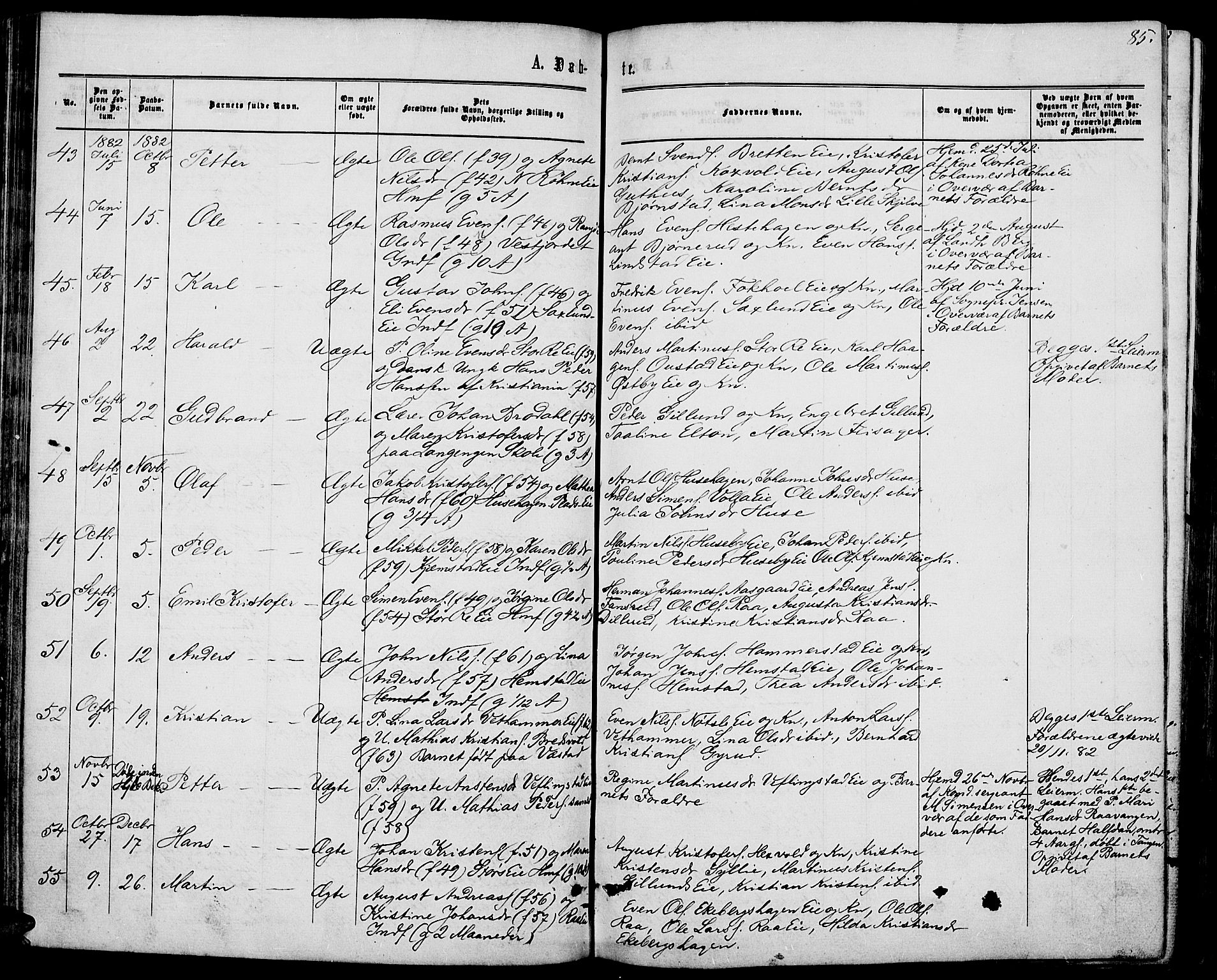 Stange prestekontor, AV/SAH-PREST-002/L/L0006: Parish register (copy) no. 6, 1864-1882, p. 85