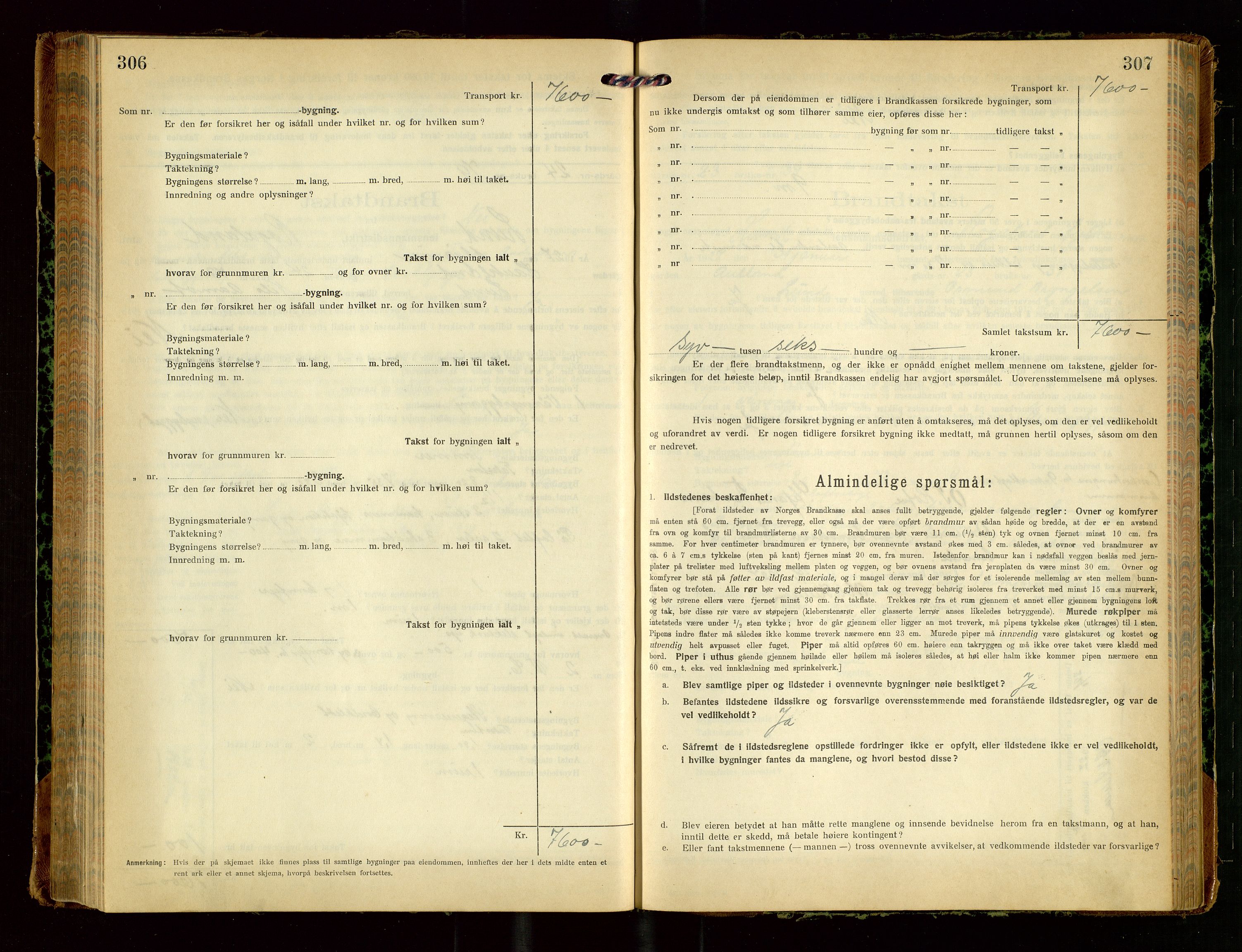 Lund lensmannskontor, SAST/A-100303/Gob/L0004: "Brandtakstprotokol", 1921-1929, p. 306-307