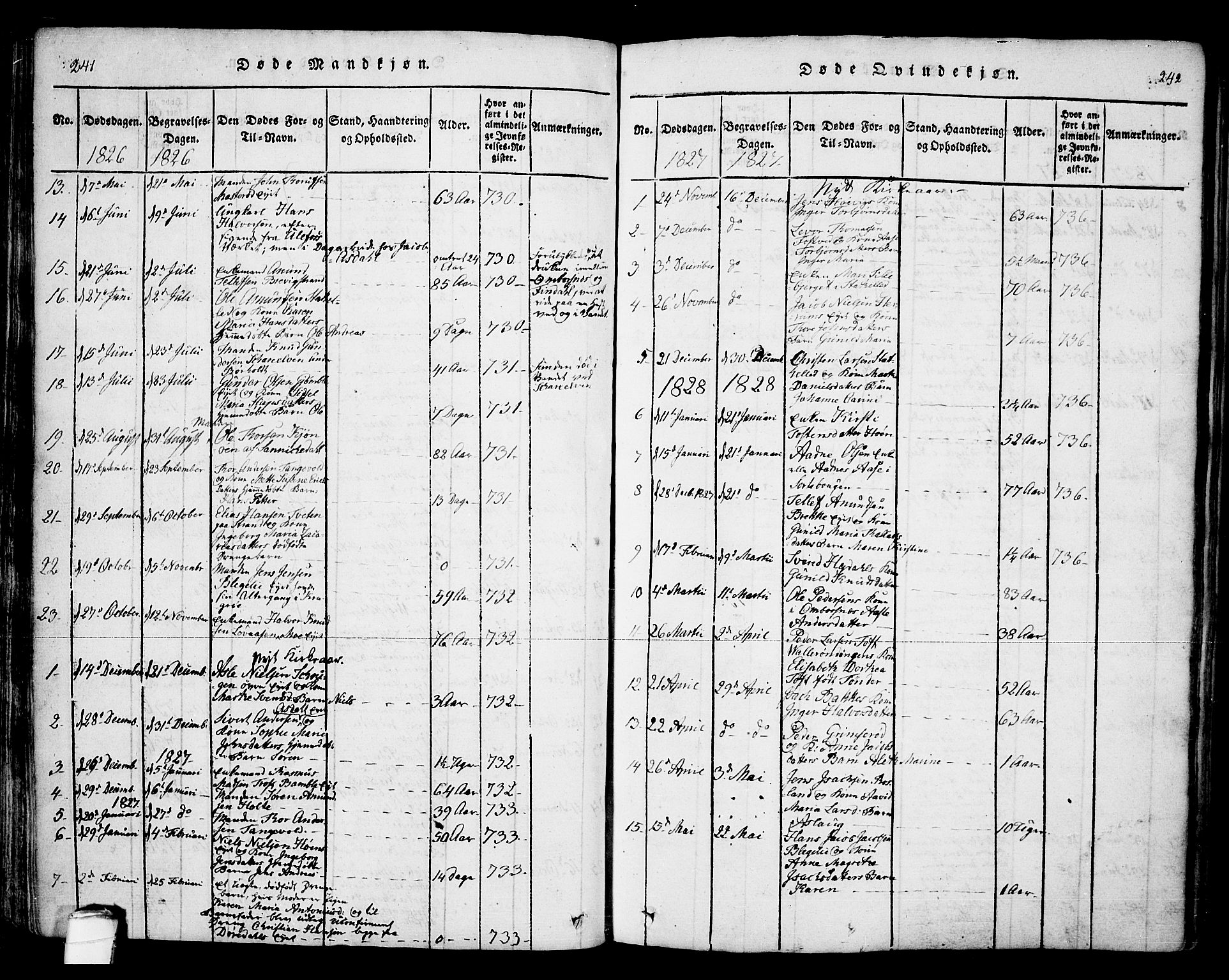 Bamble kirkebøker, SAKO/A-253/F/Fa/L0003: Parish register (official) no. I 3 /1, 1814-1834, p. 241-242