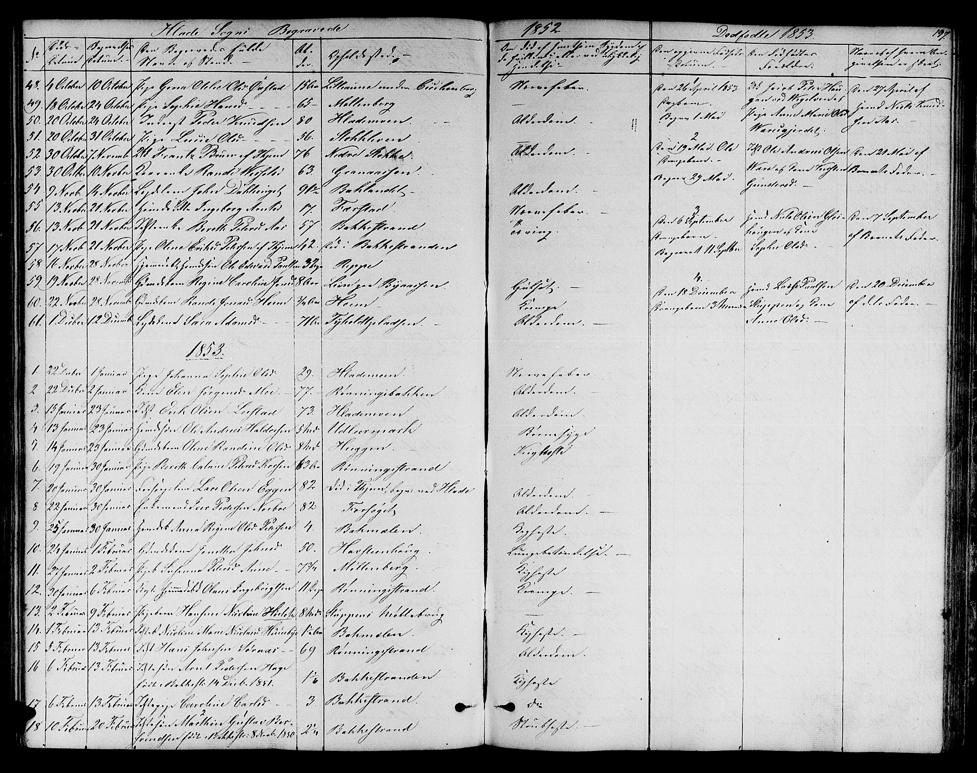 Ministerialprotokoller, klokkerbøker og fødselsregistre - Sør-Trøndelag, SAT/A-1456/606/L0310: Parish register (copy) no. 606C06, 1850-1859, p. 197