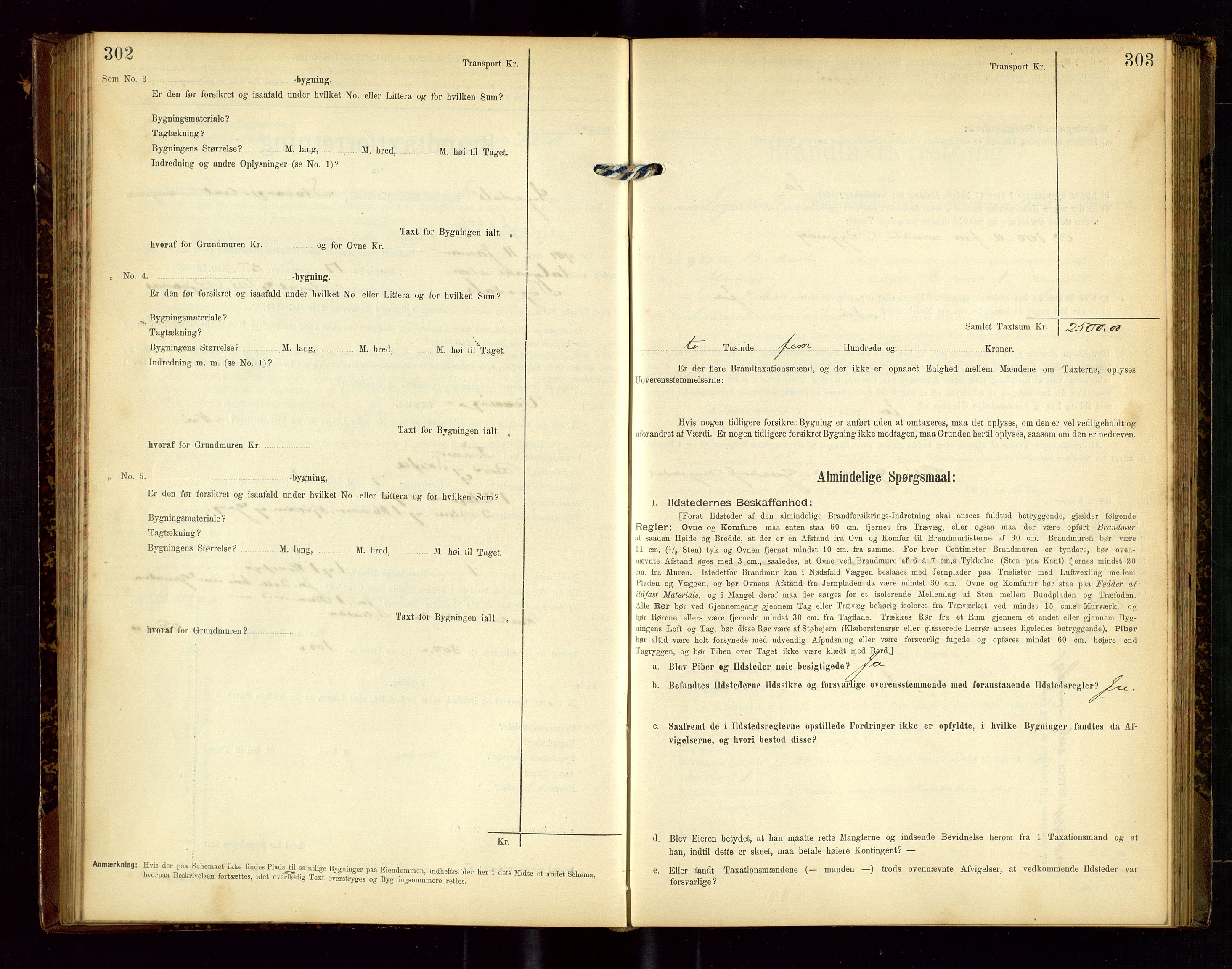 Sokndal lensmannskontor, SAST/A-100417/Gob/L0002: "Brandtaxt-Protokol", 1902-1914, p. 302-303