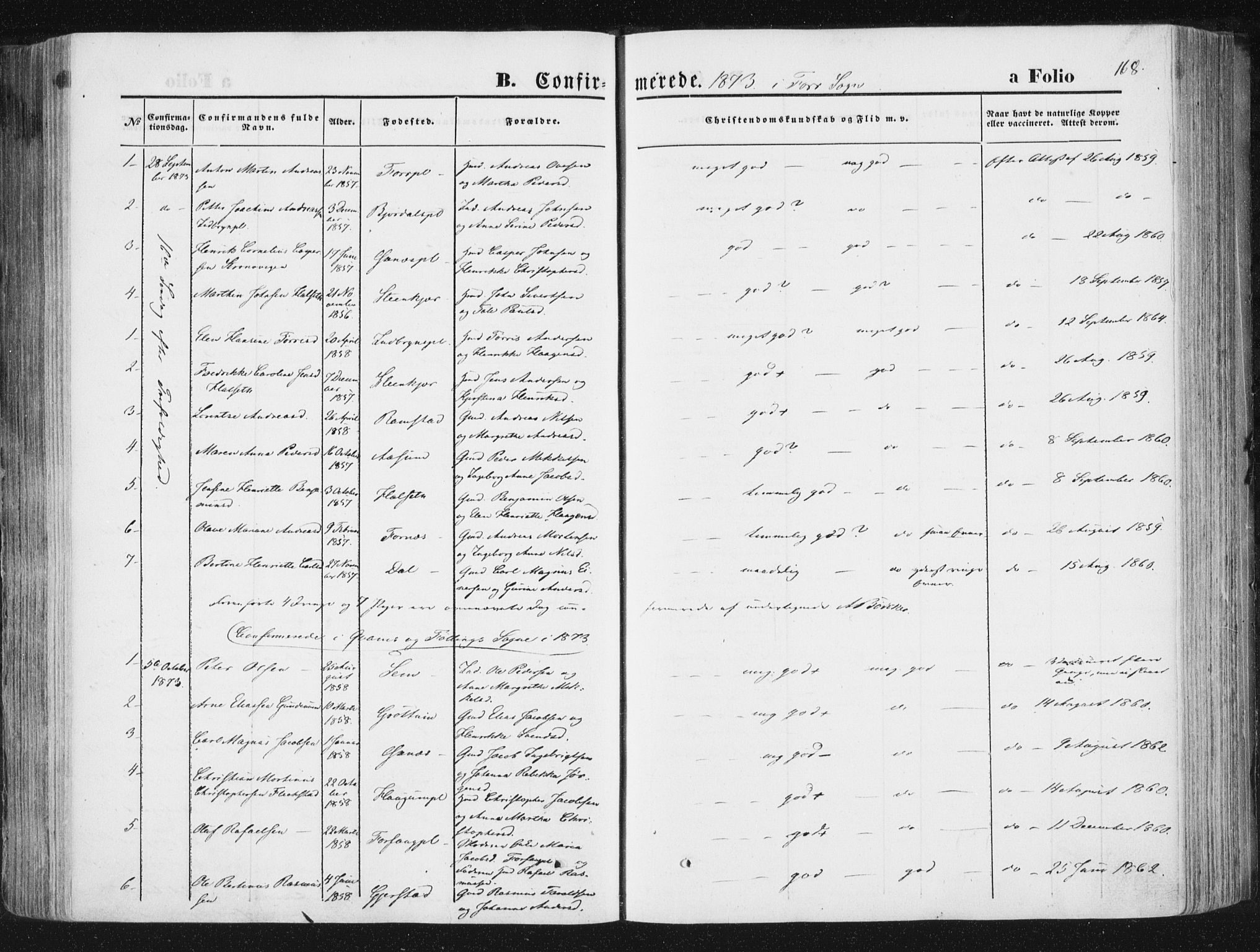 Ministerialprotokoller, klokkerbøker og fødselsregistre - Nord-Trøndelag, SAT/A-1458/746/L0447: Parish register (official) no. 746A06, 1860-1877, p. 168