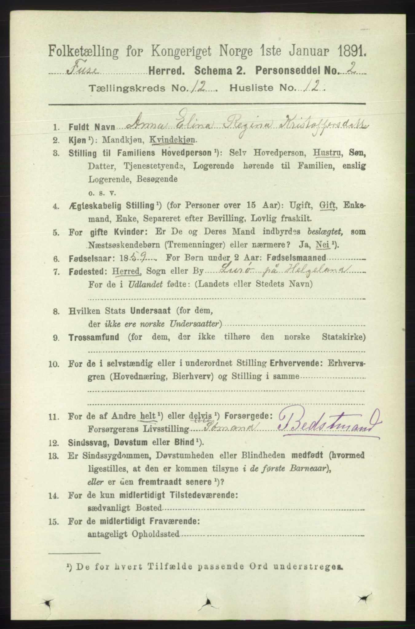 RA, 1891 census for 1241 Fusa, 1891, p. 2434