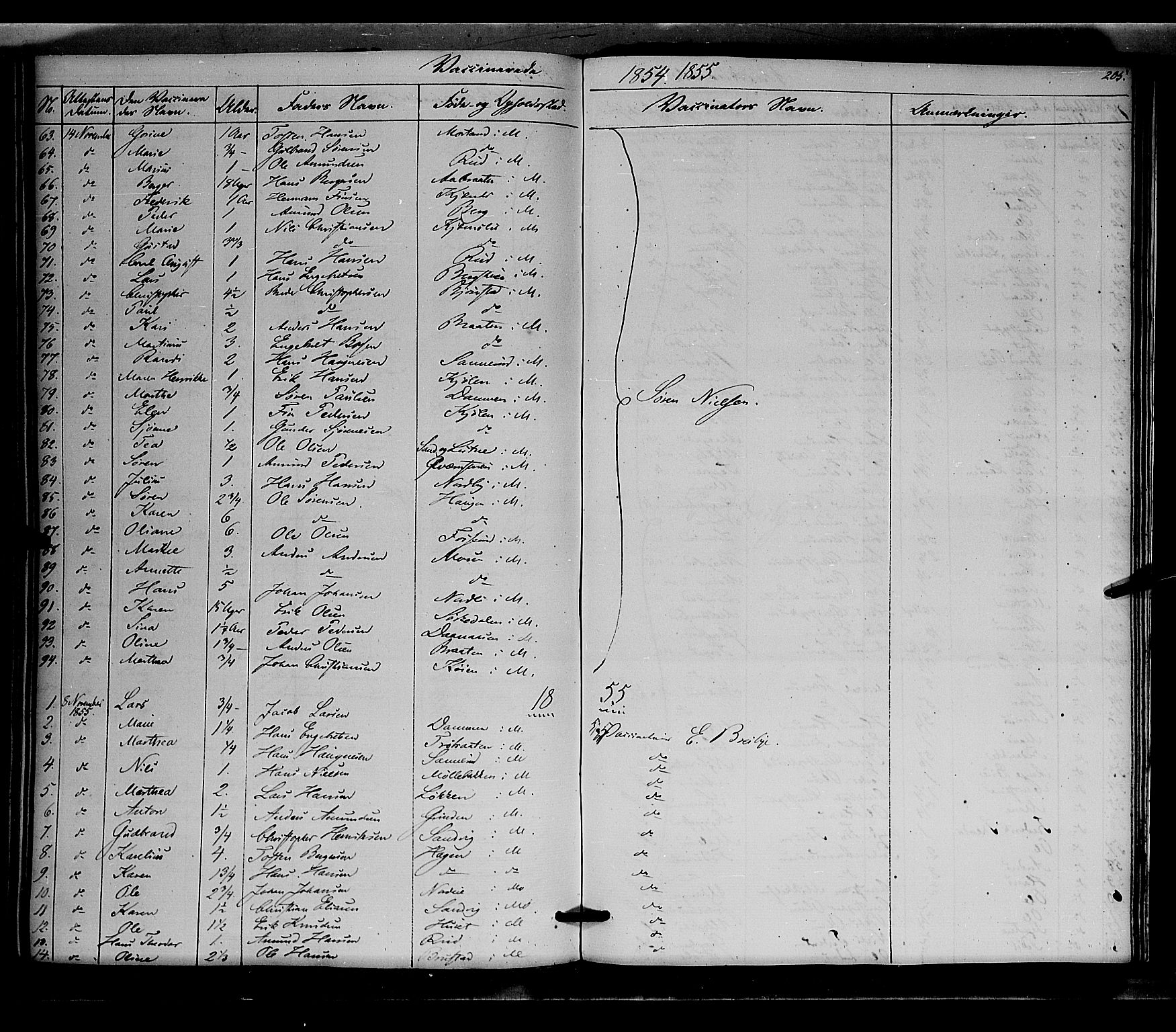 Nord-Odal prestekontor, AV/SAH-PREST-032/H/Ha/Haa/L0003: Parish register (official) no. 3, 1851-1865, p. 205