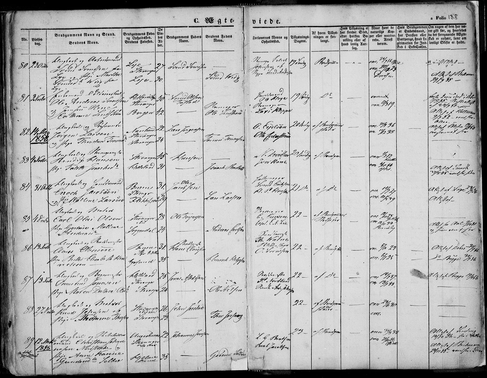 Domkirken sokneprestkontor, AV/SAST-A-101812/001/30/30BA/L0015: Parish register (official) no. A 14, 1842-1857, p. 138