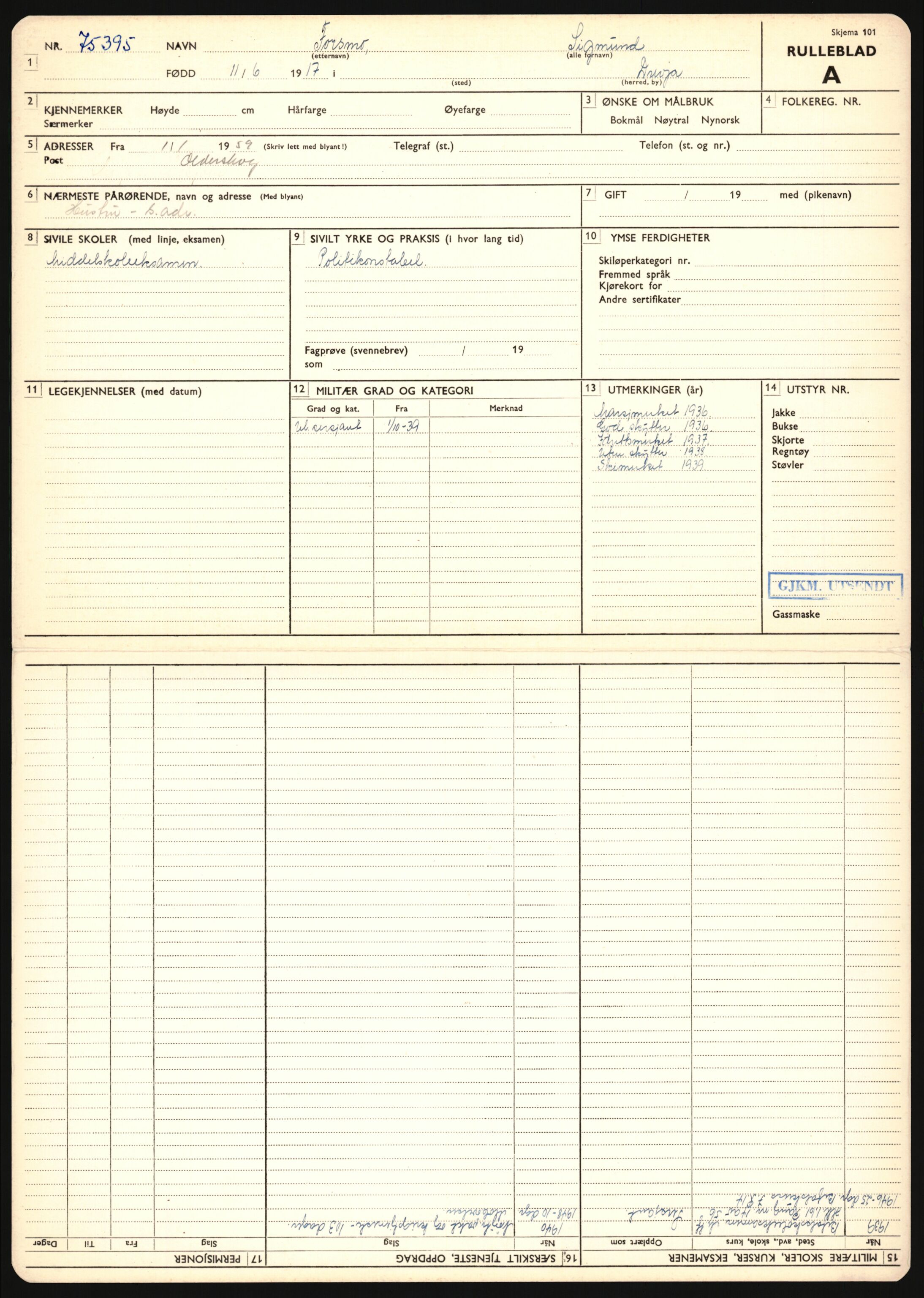 Forsvaret, Sør-Hålogaland landforsvar, AV/RA-RAFA-2552/P/Pa/L0303: Personellmapper for slettet personell, yrkesbefal og vernepliktig befal, født 1917-1920, 1936-1980, p. 51