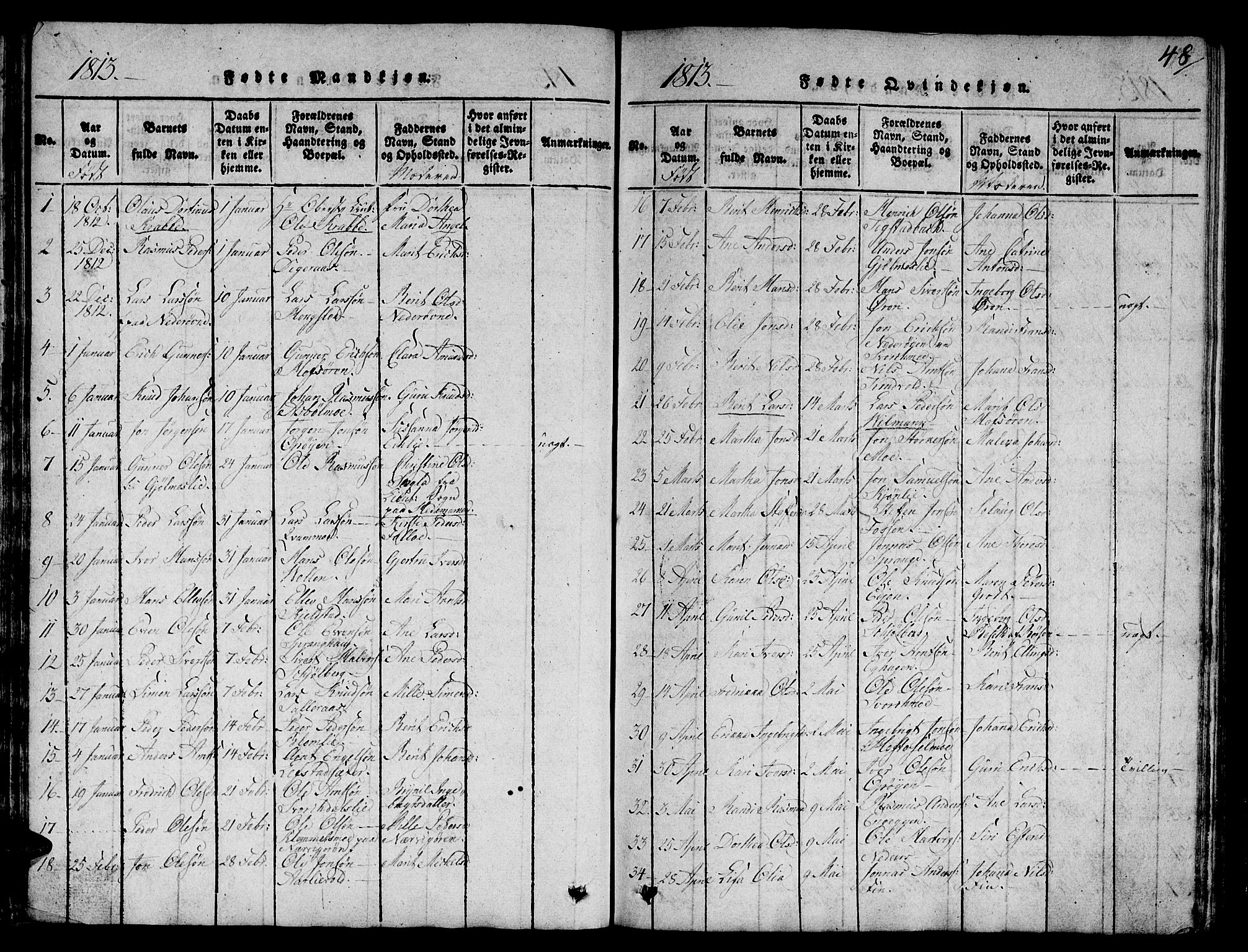 Ministerialprotokoller, klokkerbøker og fødselsregistre - Sør-Trøndelag, SAT/A-1456/668/L0803: Parish register (official) no. 668A03, 1800-1826, p. 48