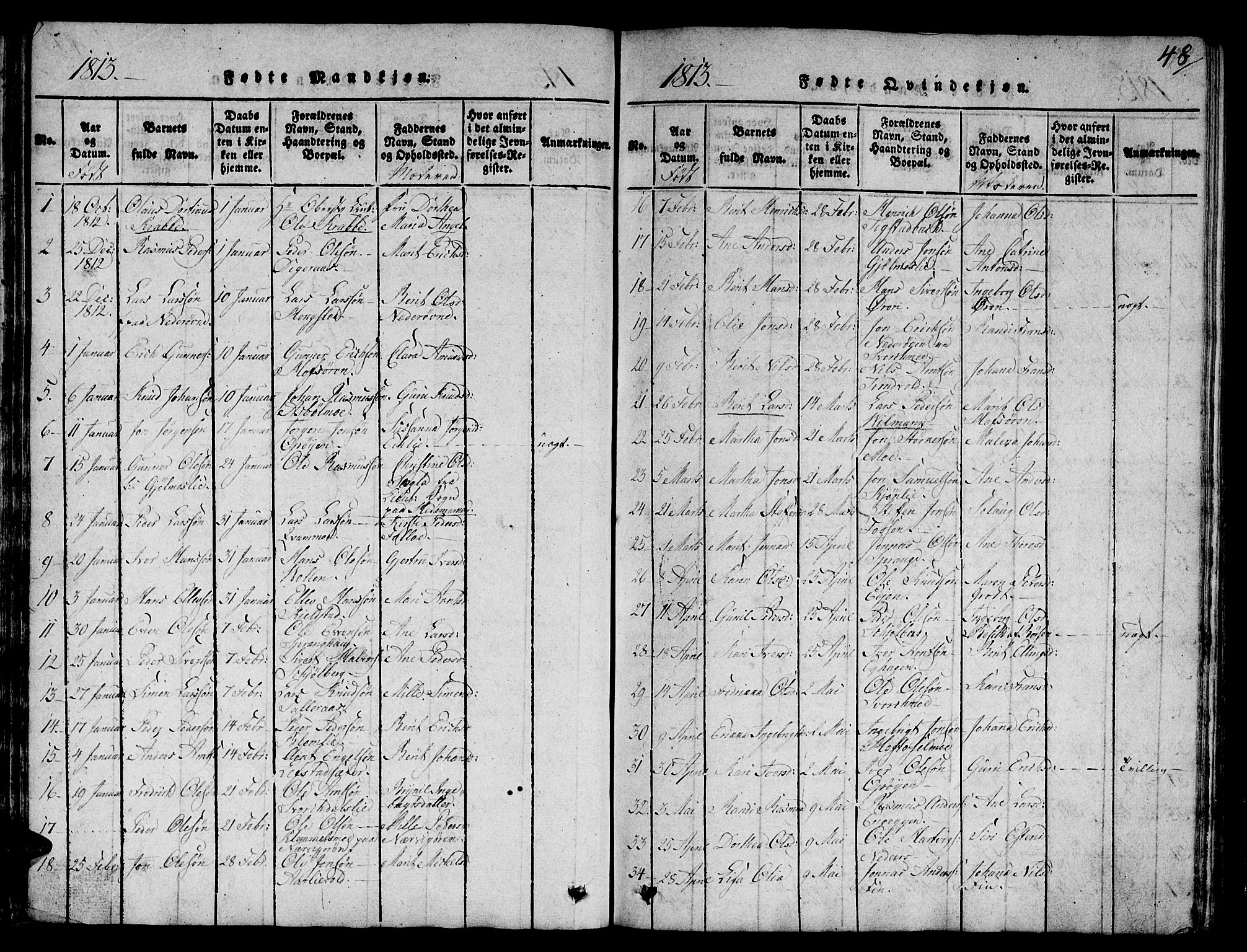 Ministerialprotokoller, klokkerbøker og fødselsregistre - Sør-Trøndelag, AV/SAT-A-1456/668/L0803: Parish register (official) no. 668A03, 1800-1826, p. 48