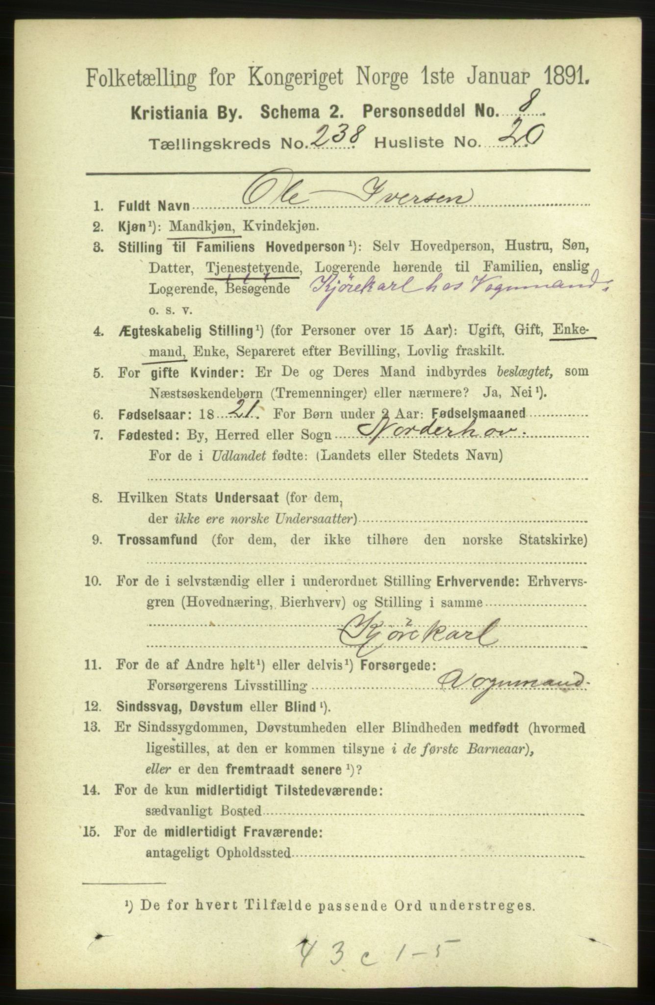 RA, 1891 census for 0301 Kristiania, 1891, p. 145035