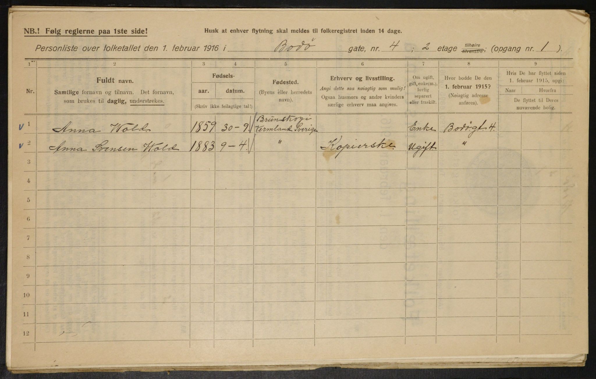 OBA, Municipal Census 1916 for Kristiania, 1916, p. 6798