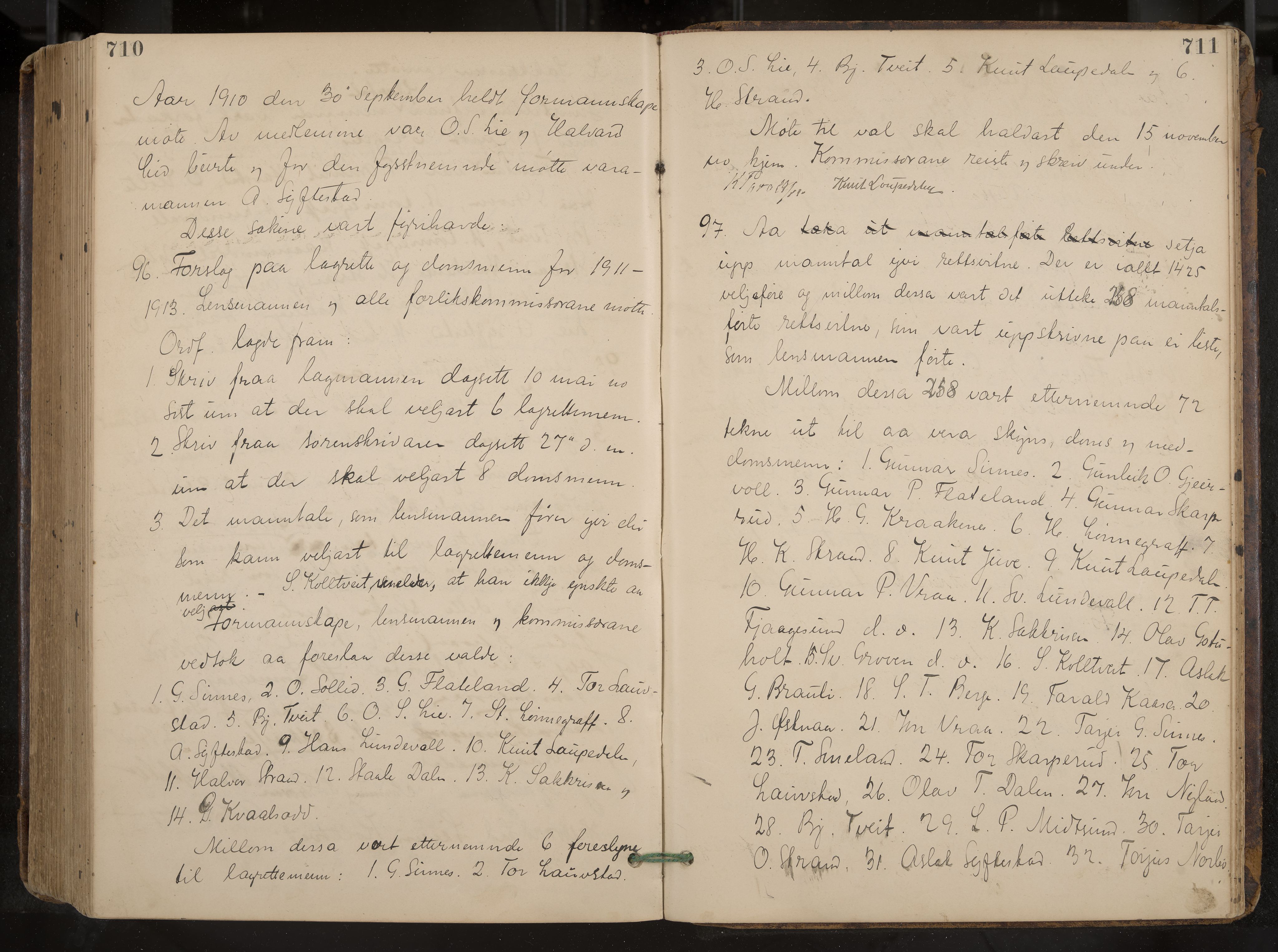 Kviteseid formannskap og sentraladministrasjon, IKAK/0829021/A/Aa/L0004: Møtebok, 1896-1911, p. 710-711