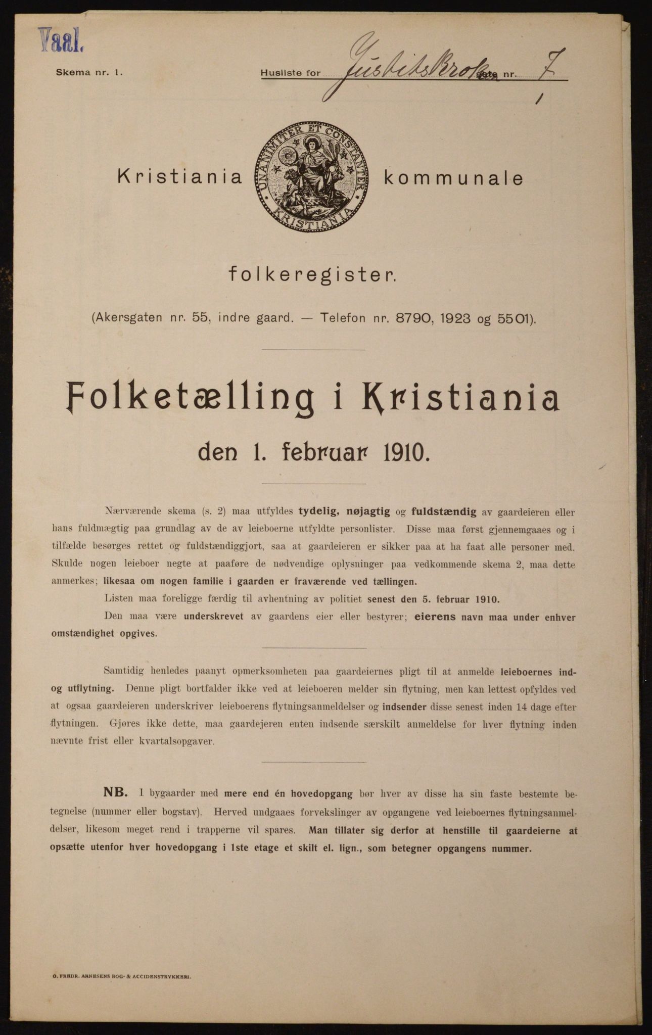 OBA, Municipal Census 1910 for Kristiania, 1910, p. 46310