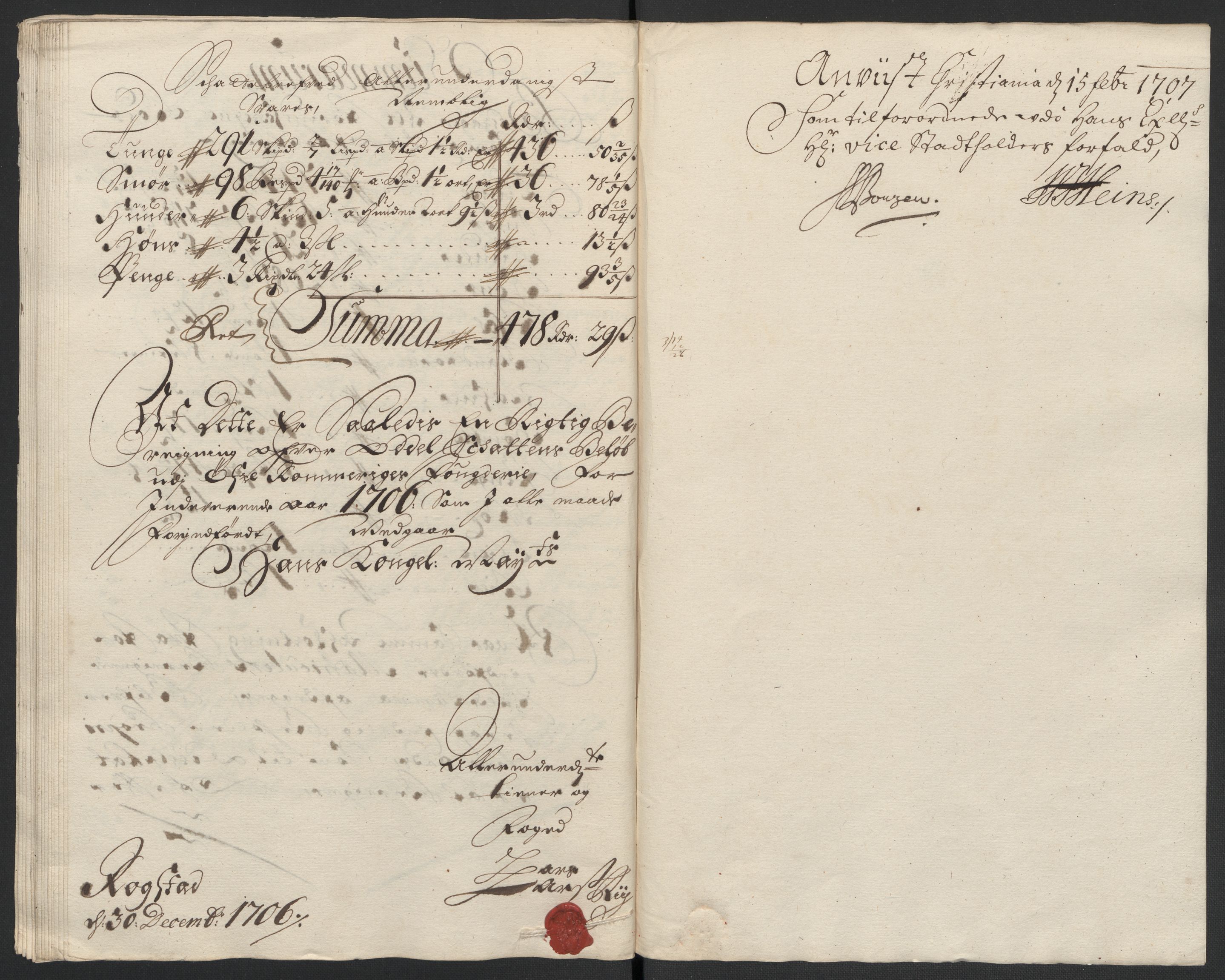 Rentekammeret inntil 1814, Reviderte regnskaper, Fogderegnskap, AV/RA-EA-4092/R12/L0718: Fogderegnskap Øvre Romerike, 1706-1707, p. 154