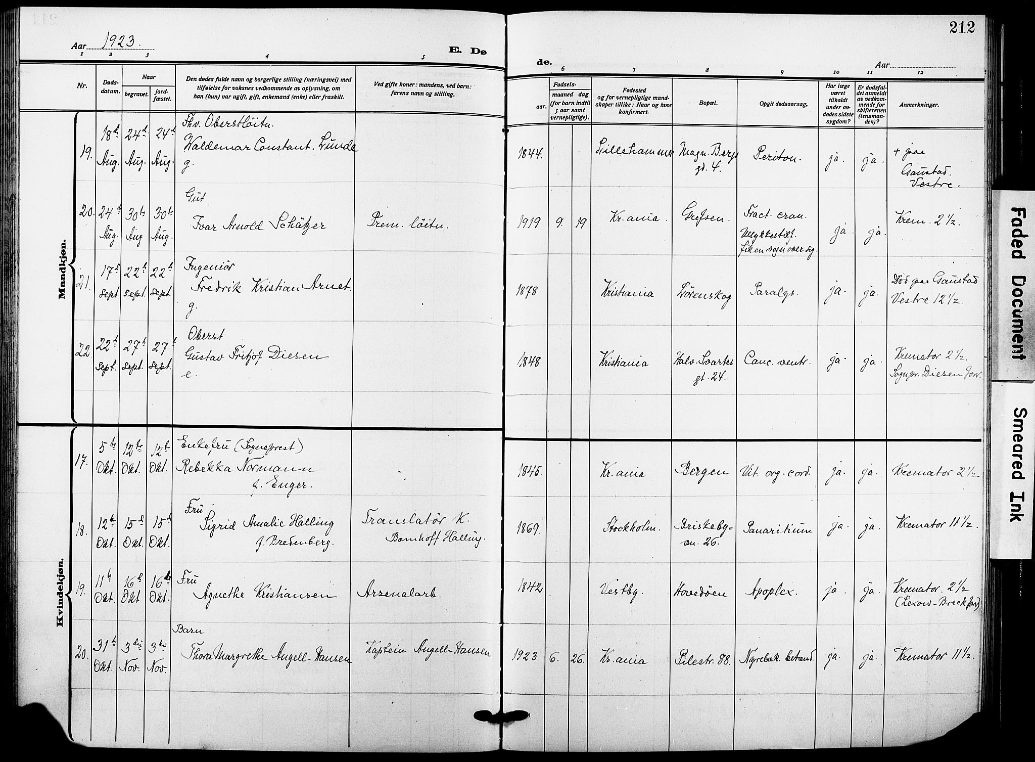 Garnisonsmenigheten Kirkebøker, SAO/A-10846/F/Fa/L0016: Parish register (official) no. 16, 1922-1930, p. 212