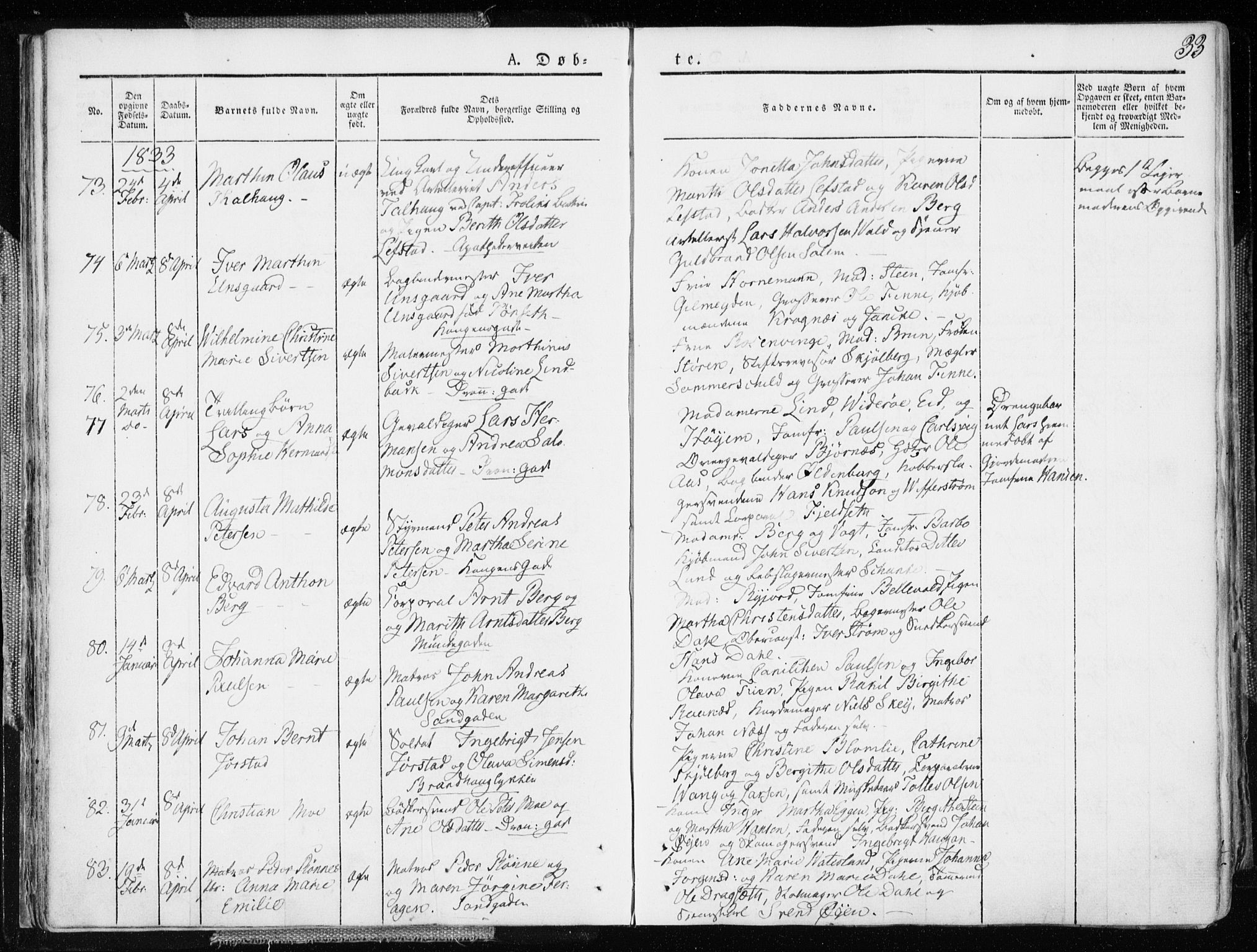 Ministerialprotokoller, klokkerbøker og fødselsregistre - Sør-Trøndelag, SAT/A-1456/601/L0047: Parish register (official) no. 601A15, 1831-1839, p. 33