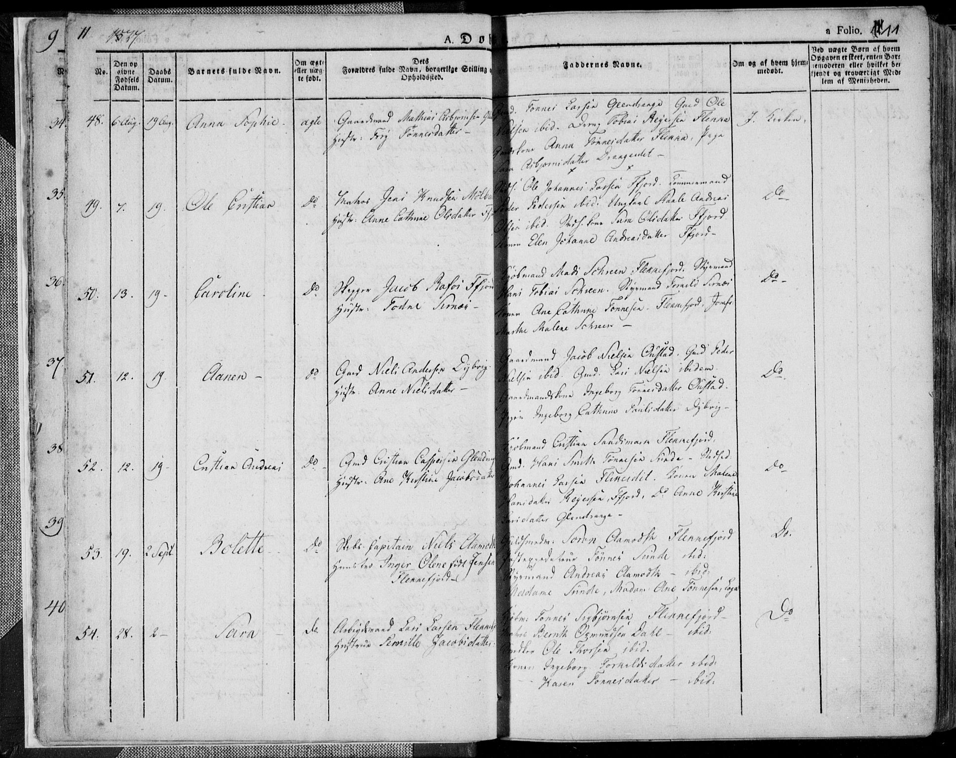 Flekkefjord sokneprestkontor, AV/SAK-1111-0012/F/Fa/Fac/L0003: Parish register (official) no. A 3, 1826-1841, p. 11