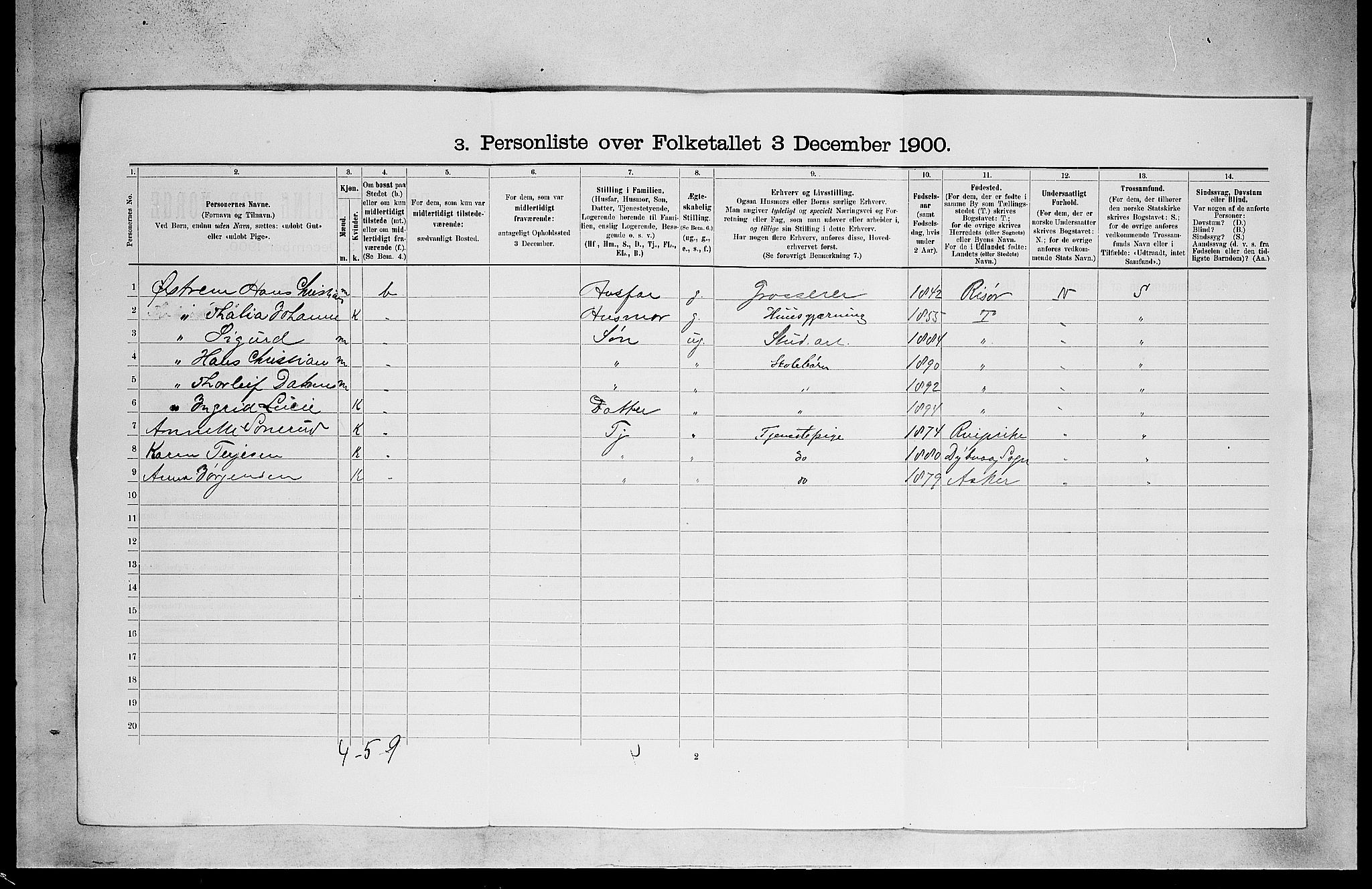 SAO, 1900 census for Kristiania, 1900, p. 6322