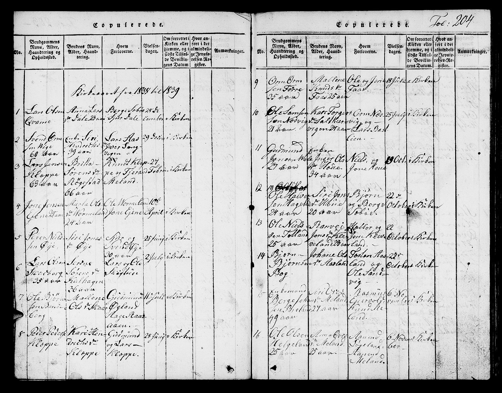 Hjelmeland sokneprestkontor, SAST/A-101843/01/V/L0001: Parish register (copy) no. B 1, 1816-1841, p. 204