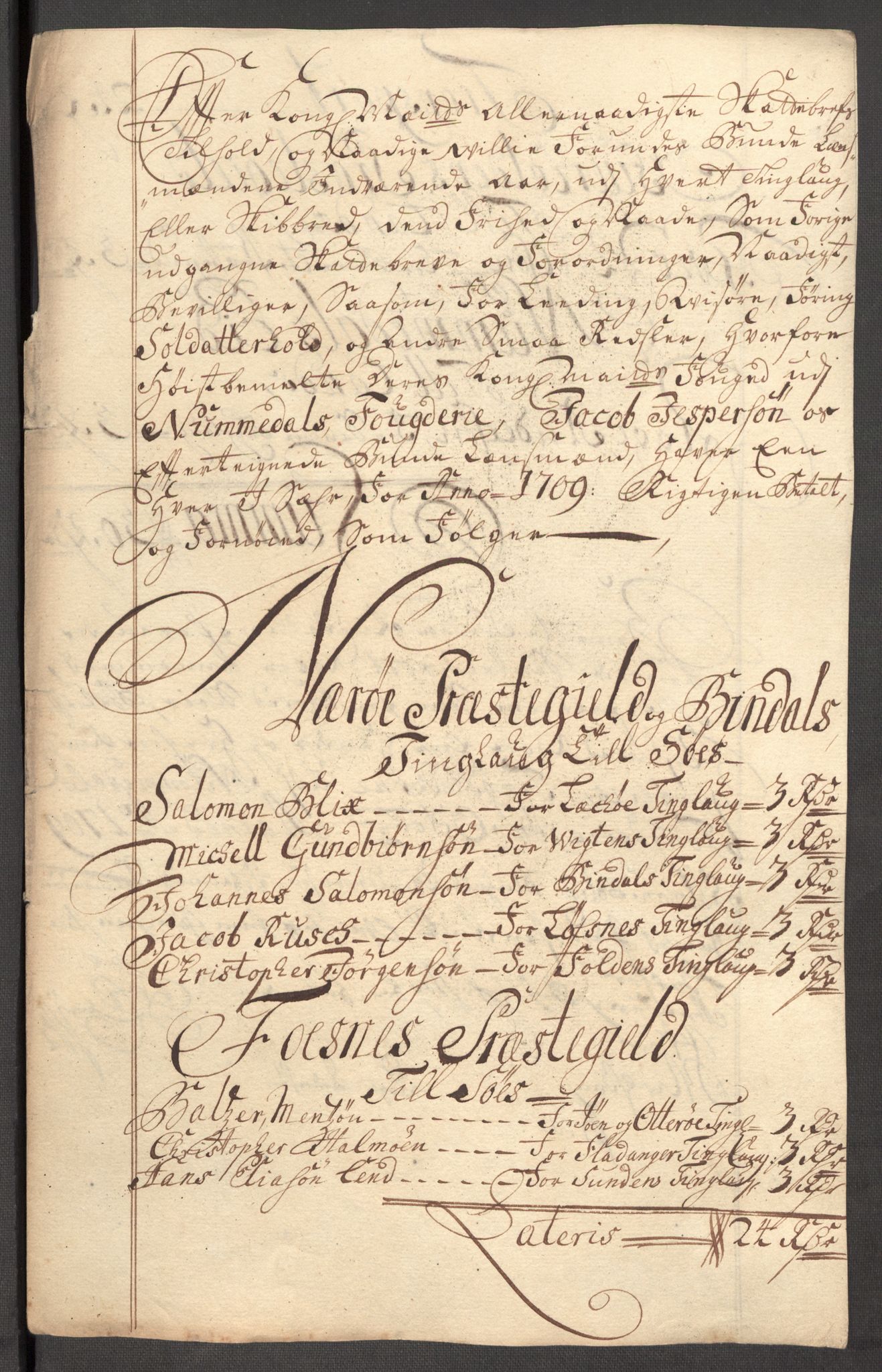 Rentekammeret inntil 1814, Reviderte regnskaper, Fogderegnskap, AV/RA-EA-4092/R64/L4431: Fogderegnskap Namdal, 1709-1710, p. 165