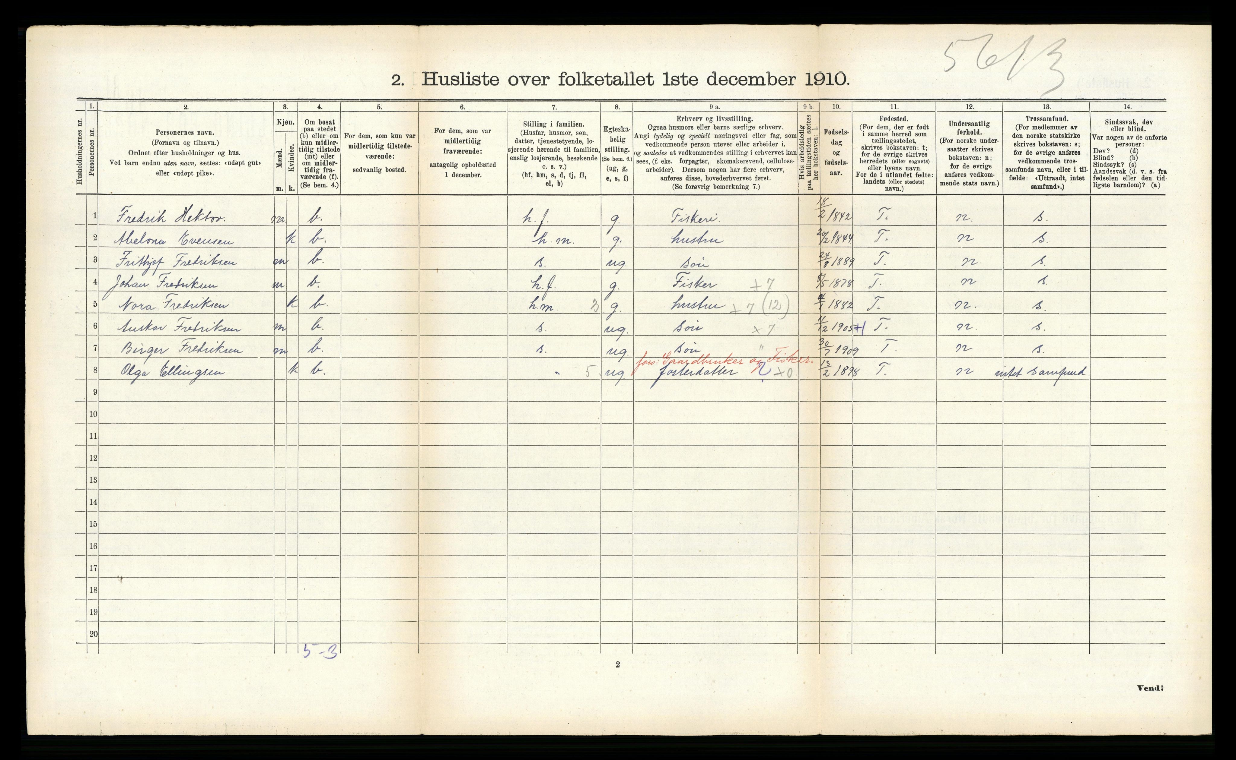 RA, 1910 census for Hadsel, 1910, p. 458