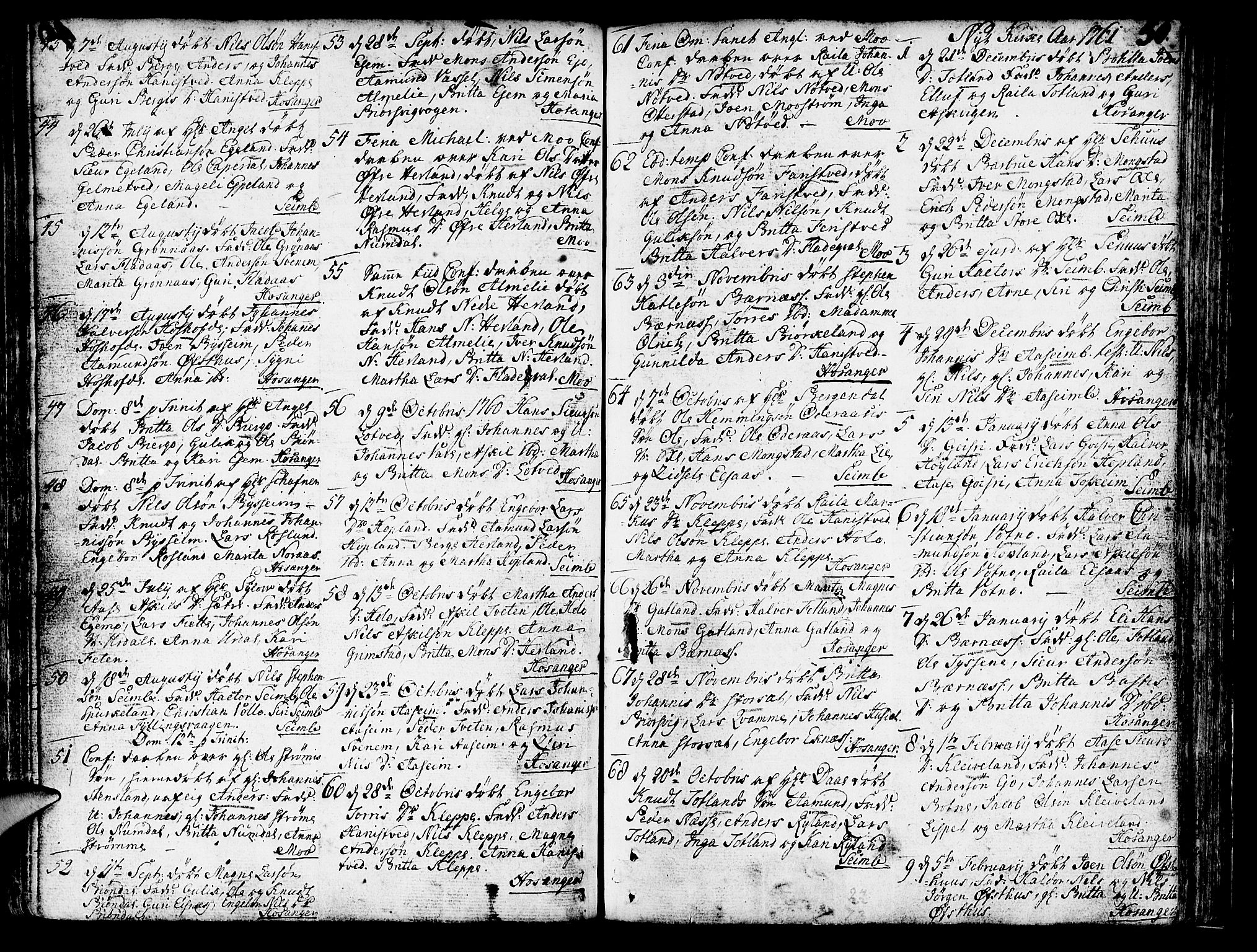 Hosanger sokneprestembete, AV/SAB-A-75801/H/Haa: Parish register (official) no. A 1 /1, 1750-1766, p. 50