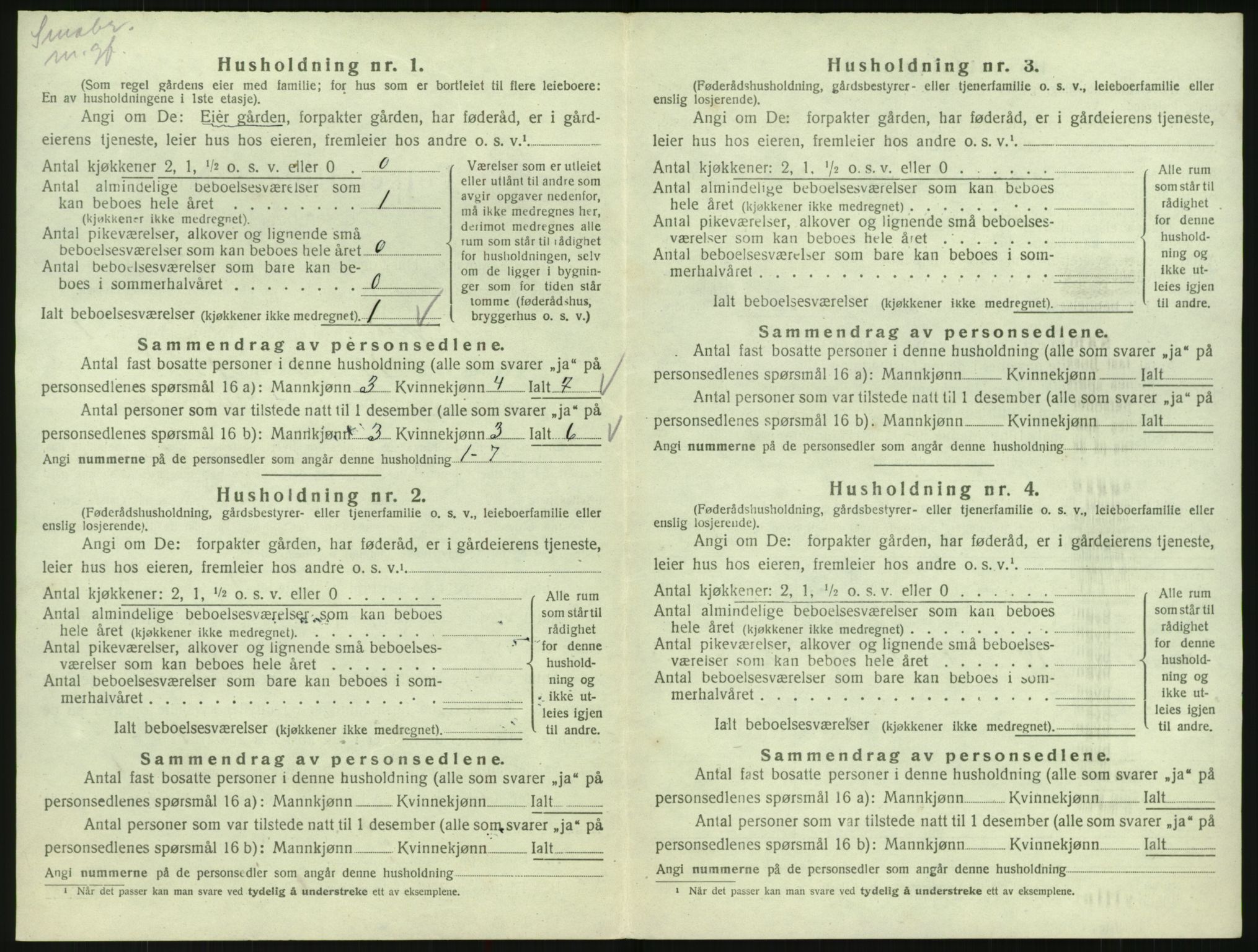 SAK, 1920 census for Bykle, 1920, p. 26