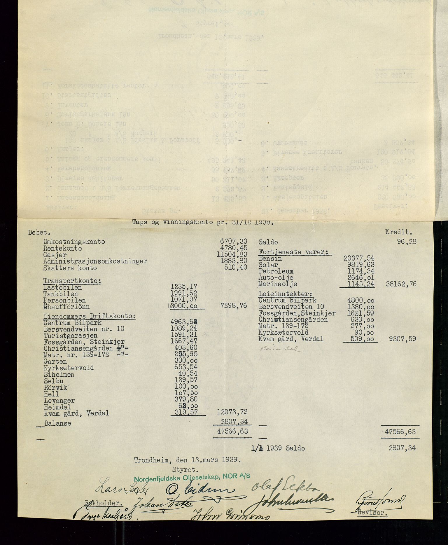 PA 1519 - Nordenfjeldske Oljeselskap, NOR A/S, AV/SAST-A-101924/A/L0001: Styreprotokoll, 1937-1962, p. 22