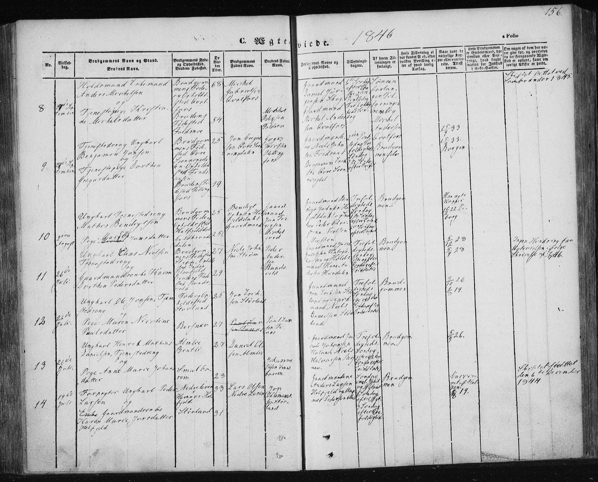 Ministerialprotokoller, klokkerbøker og fødselsregistre - Nordland, AV/SAT-A-1459/820/L0291: Parish register (official) no. 820A12, 1846-1854, p. 156