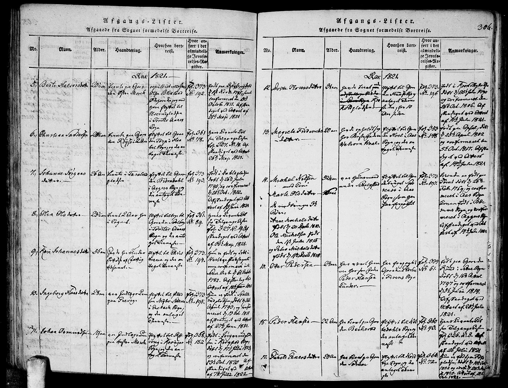 Kråkstad prestekontor Kirkebøker, SAO/A-10125a/F/Fa/L0003: Parish register (official) no. I 3, 1813-1824, p. 306