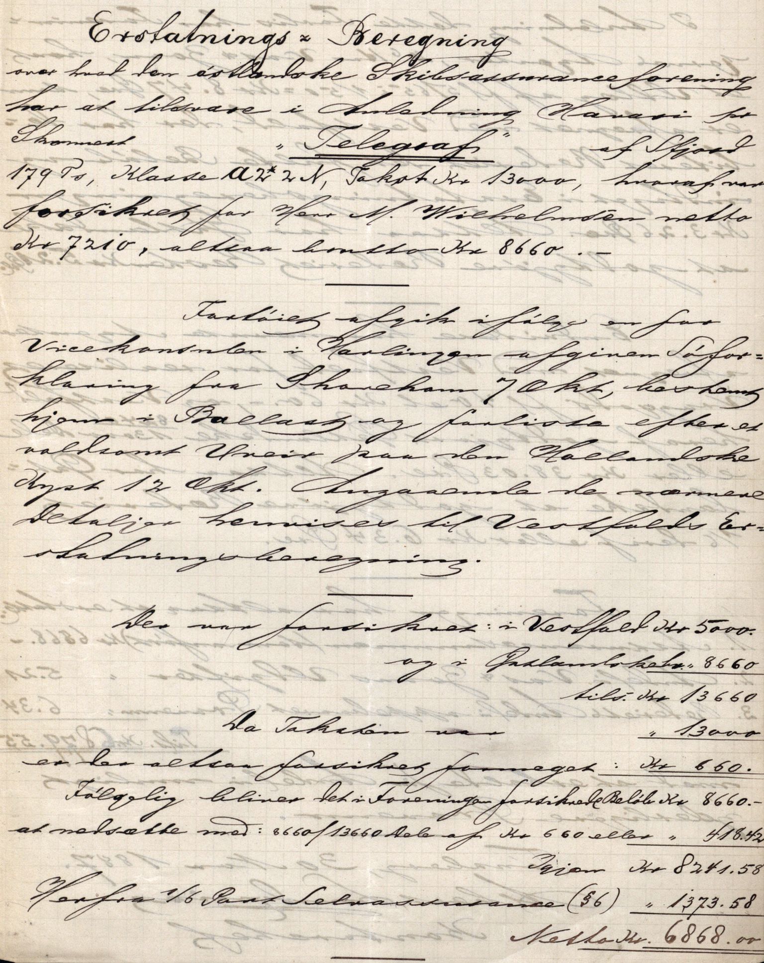 Pa 63 - Østlandske skibsassuranceforening, VEMU/A-1079/G/Ga/L0020/0010: Havaridokumenter / Anna, Silome, Oscarsborg, Memoria, Telegraf, 1887, p. 54