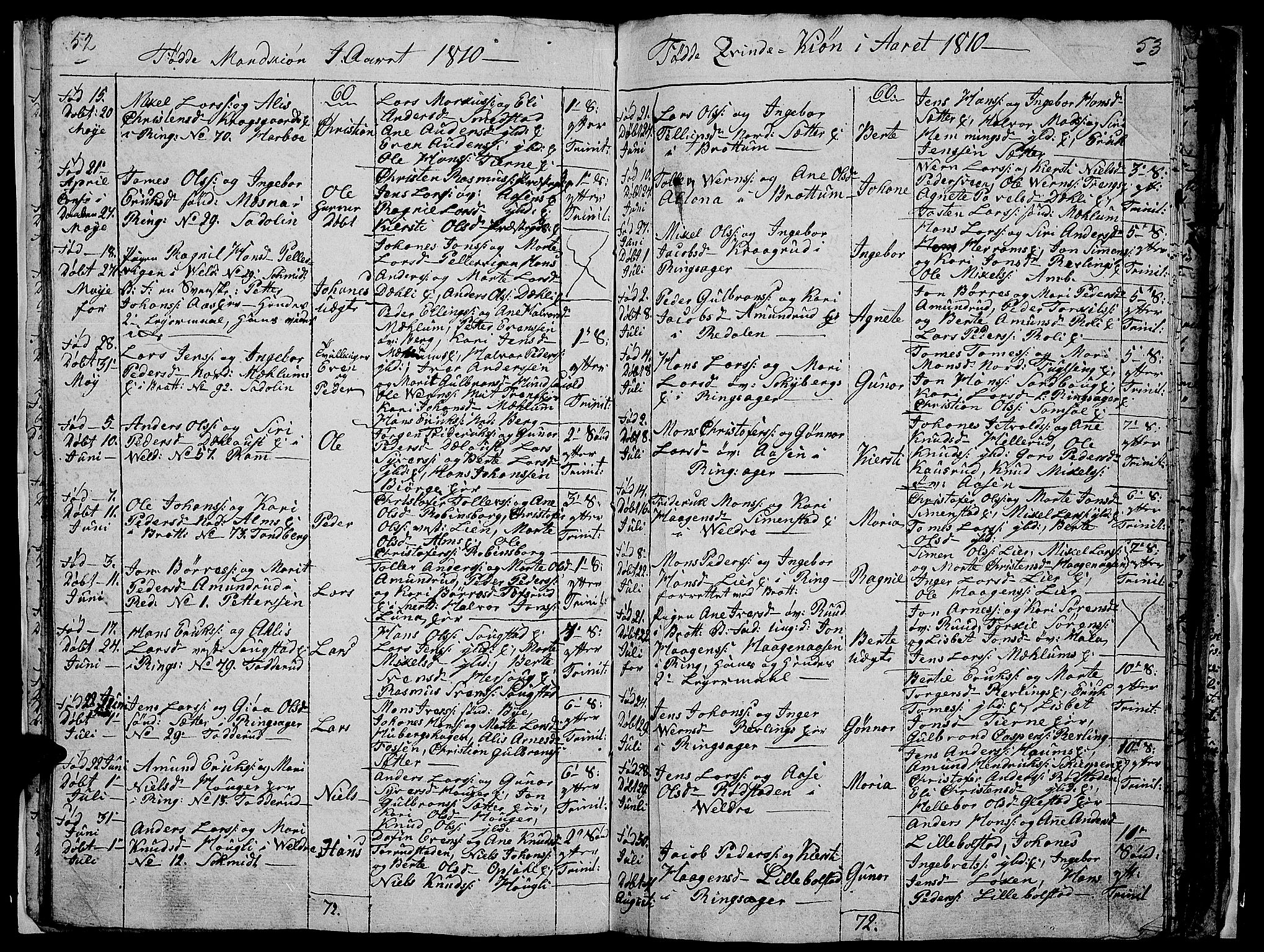 Ringsaker prestekontor, AV/SAH-PREST-014/I/Ia/L0005/0008: Parish register draft no. 5.8, 1807-1811, p. 52-53