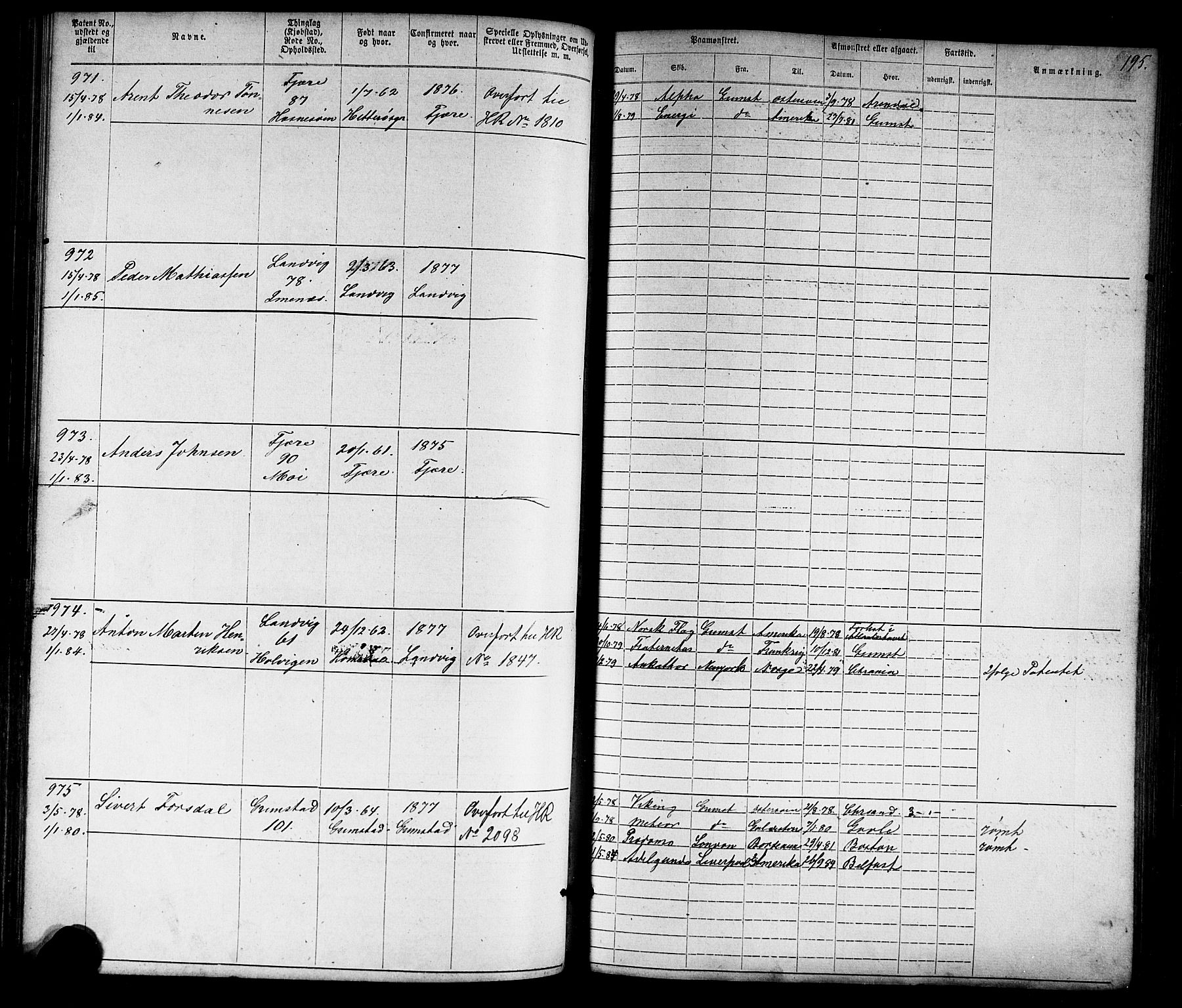 Grimstad mønstringskrets, AV/SAK-2031-0013/F/Fa/L0005: Annotasjonsrulle nr 1-1910 med register, V-18, 1870-1892, p. 226