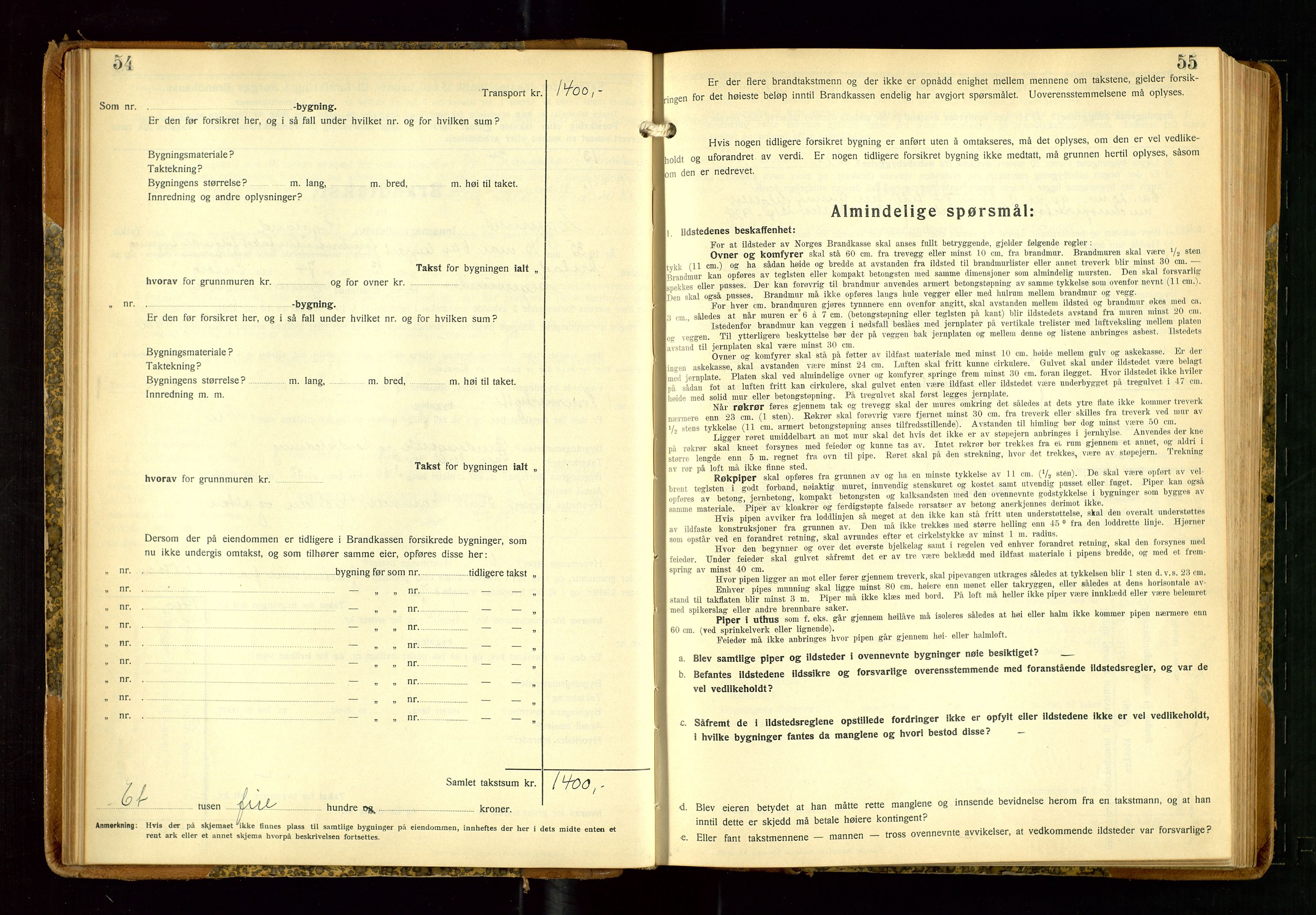 Eigersund lensmannskontor, AV/SAST-A-100171/Gob/L0006: "Brandtakstprotokoll", 1934-1938, p. 54-55