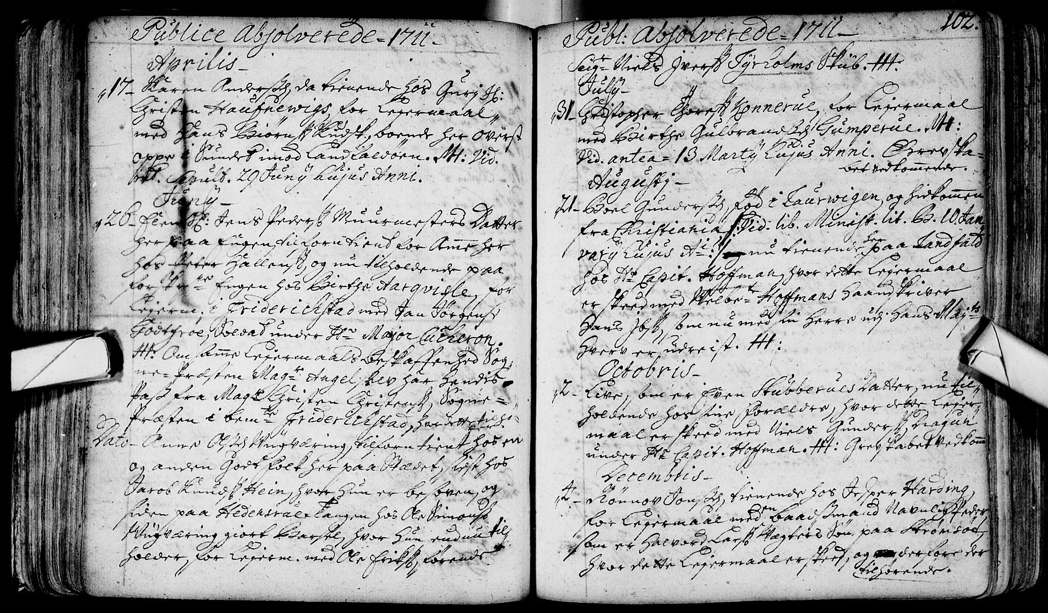 Bragernes kirkebøker, AV/SAKO-A-6/F/Fa/L0003: Parish register (official) no. I 3, 1706-1734, p. 102