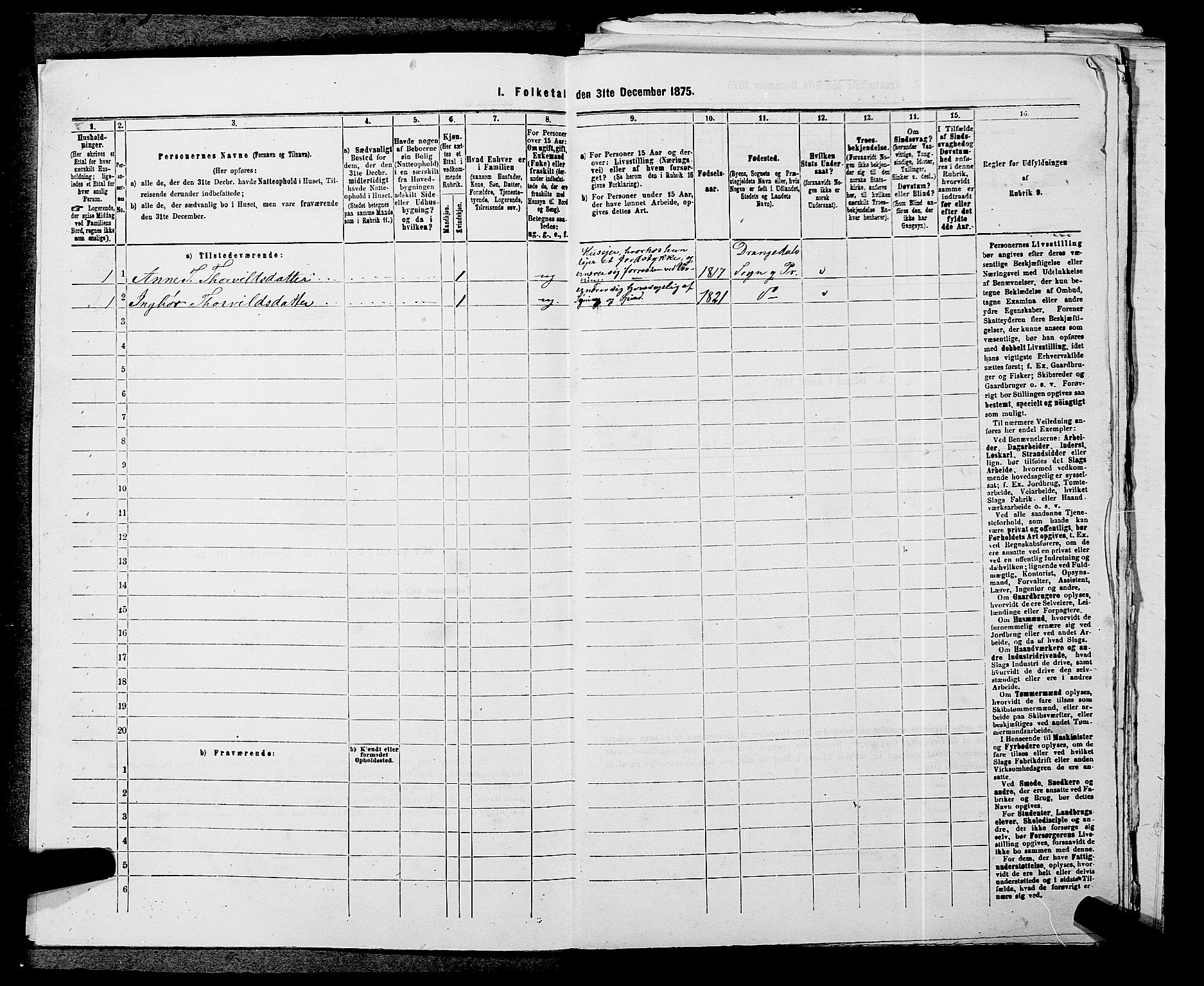 SAKO, 1875 census for 0817P Drangedal, 1875, p. 739