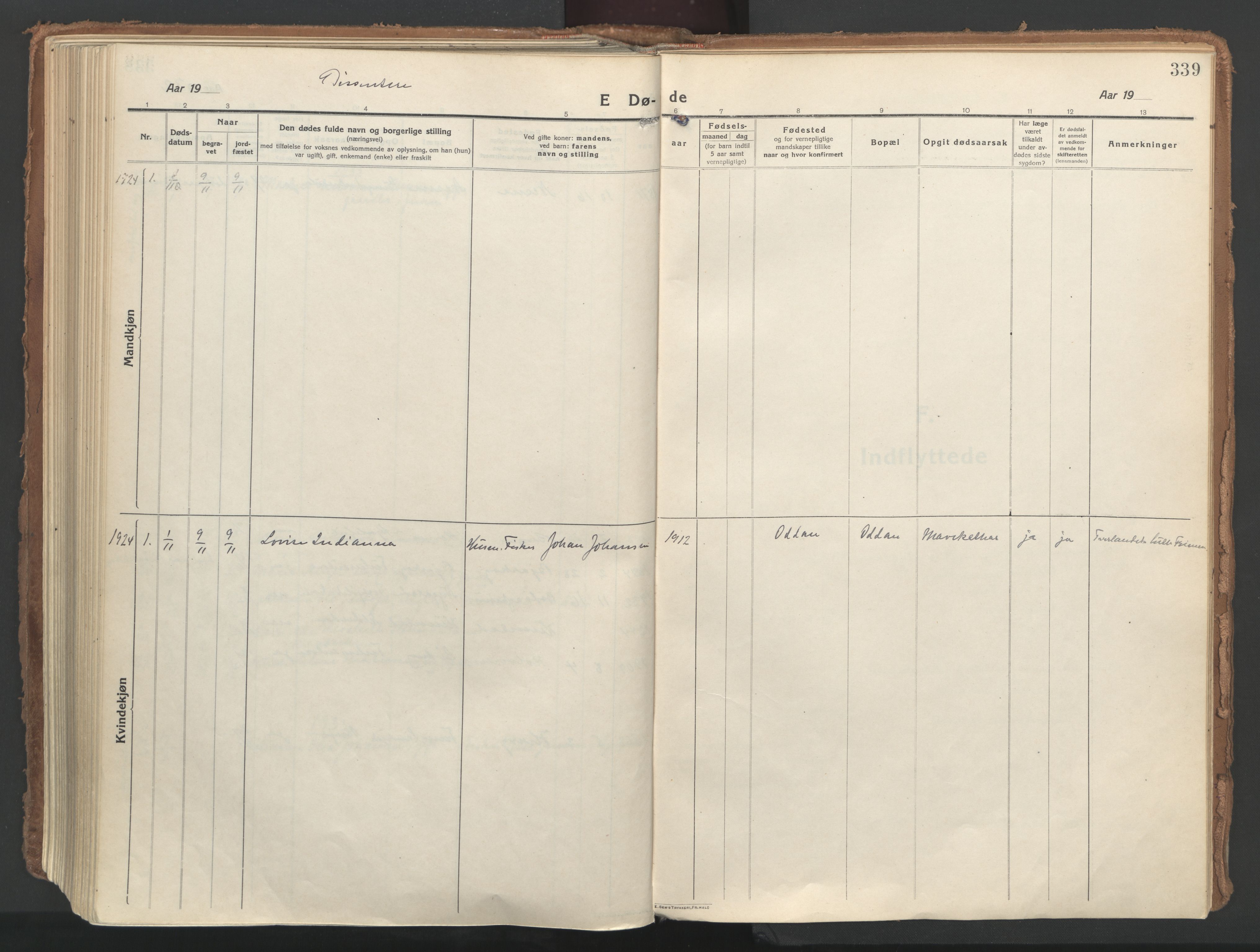 Ministerialprotokoller, klokkerbøker og fødselsregistre - Nordland, SAT/A-1459/802/L0060: Parish register (official) no. 802A07, 1916-1933, p. 339