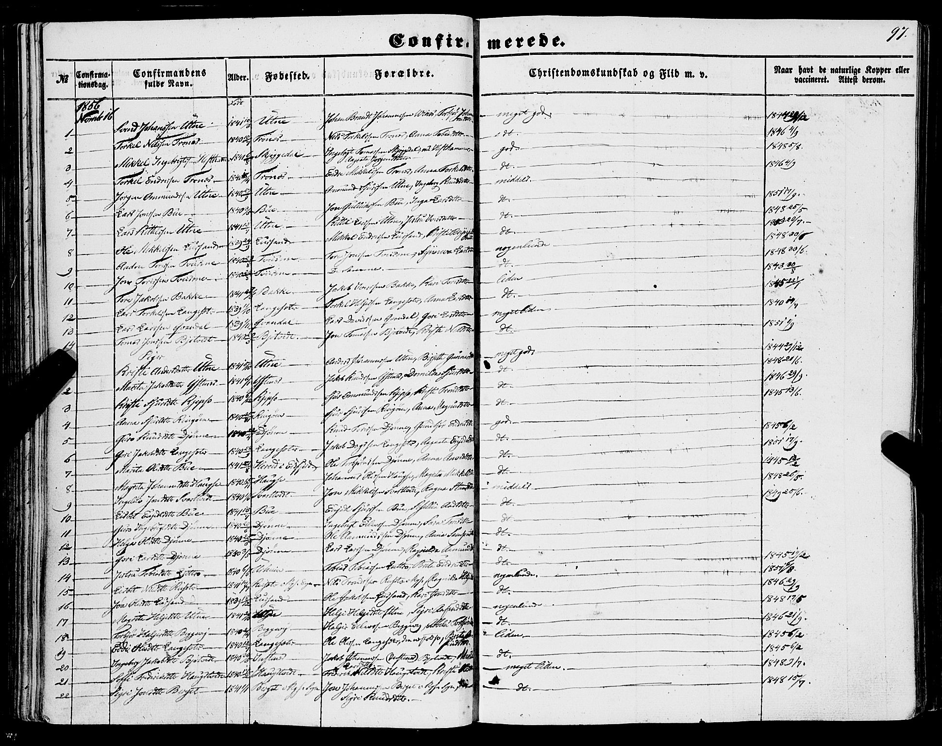 Ullensvang sokneprestembete, AV/SAB-A-78701/H/Haa: Parish register (official) no. A 11, 1854-1866, p. 97