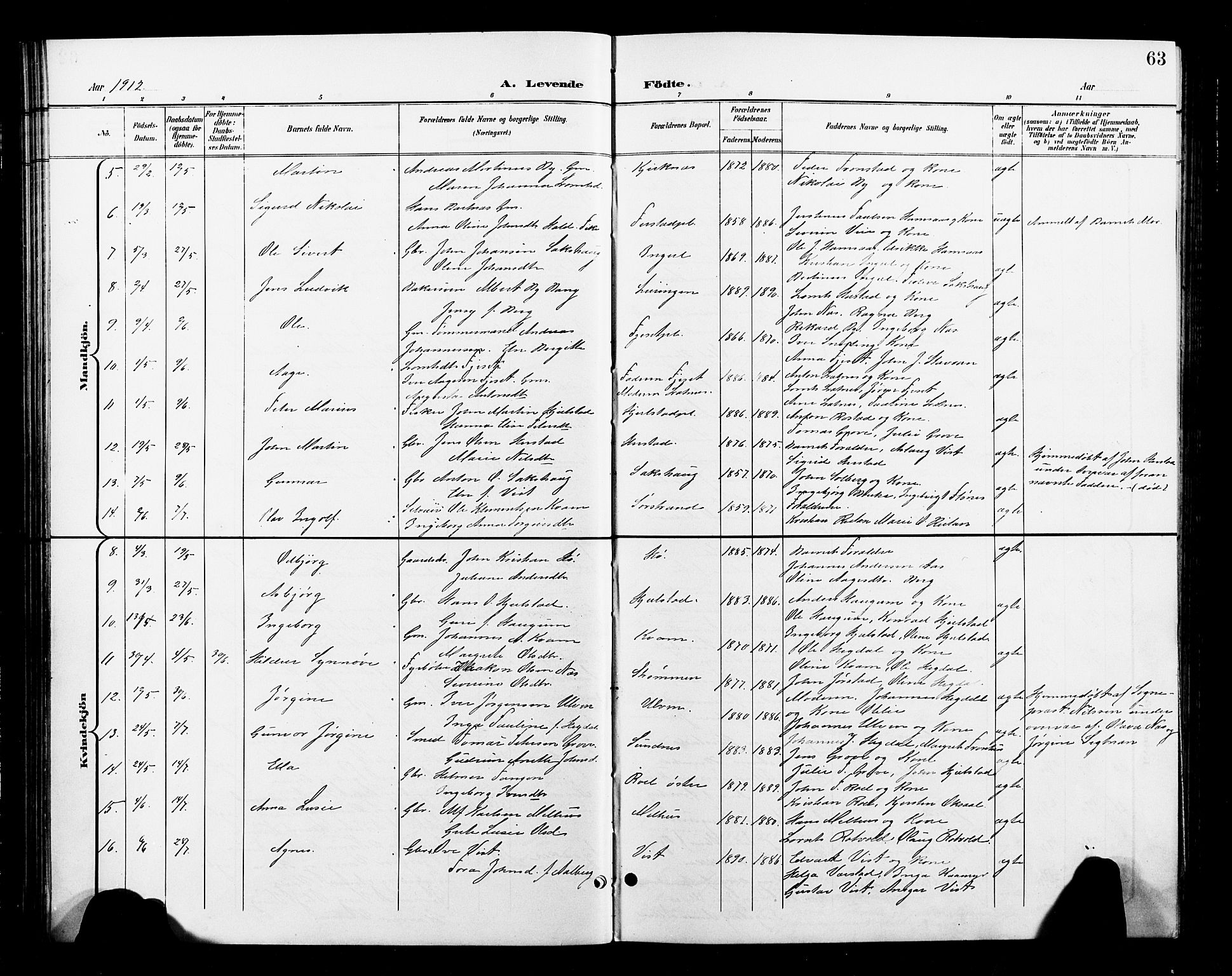 Ministerialprotokoller, klokkerbøker og fødselsregistre - Nord-Trøndelag, SAT/A-1458/730/L0302: Parish register (copy) no. 730C05, 1898-1924, p. 63