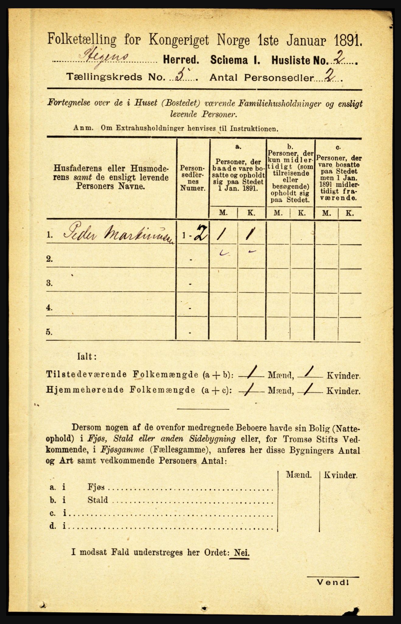 RA, 1891 census for 1848 Steigen, 1891, p. 1810