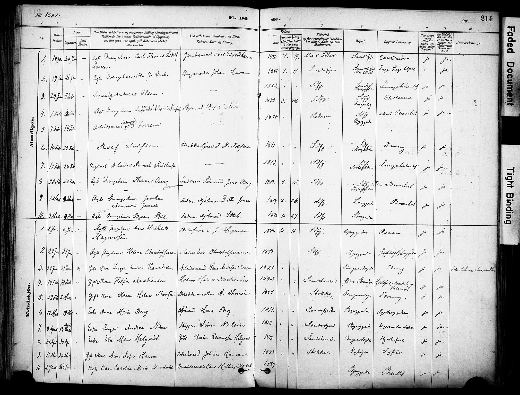 Sandefjord kirkebøker, AV/SAKO-A-315/F/Fa/L0002: Parish register (official) no. 2, 1880-1894, p. 214