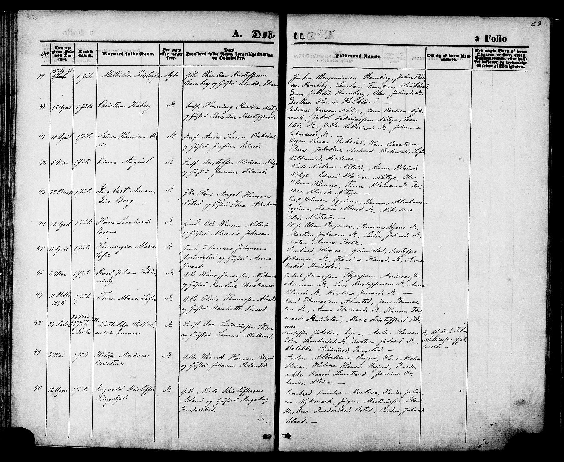 Ministerialprotokoller, klokkerbøker og fødselsregistre - Nordland, SAT/A-1459/880/L1132: Parish register (official) no. 880A06, 1869-1887, p. 63