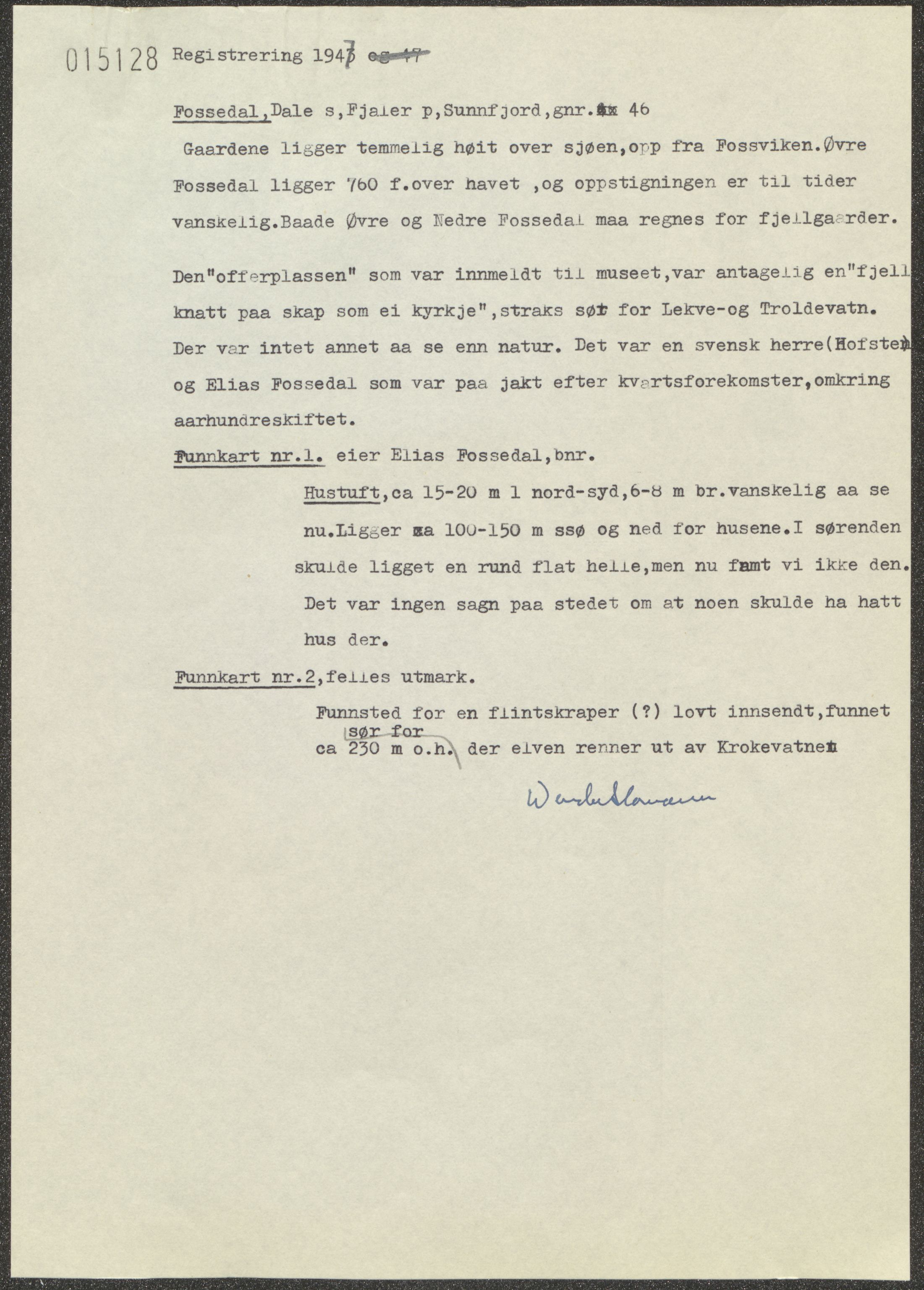 Arkeologisk arkiv, UMB/A003/E/Ea/L0001/0012: Askvoll  / Fossedal, gnr. 246, 1900-1984