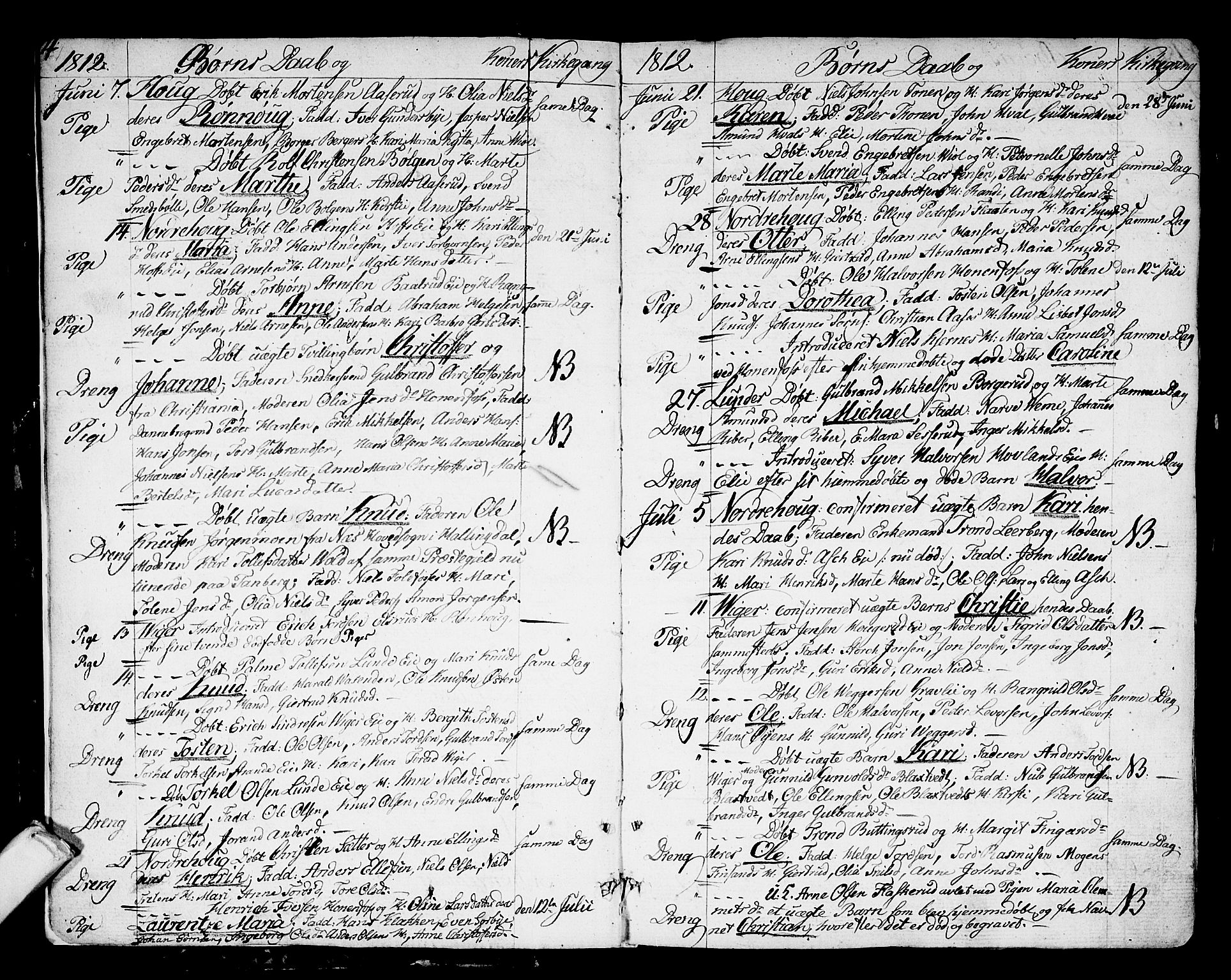 Norderhov kirkebøker, SAKO/A-237/F/Fa/L0007: Parish register (official) no. 7, 1812-1814, p. 4