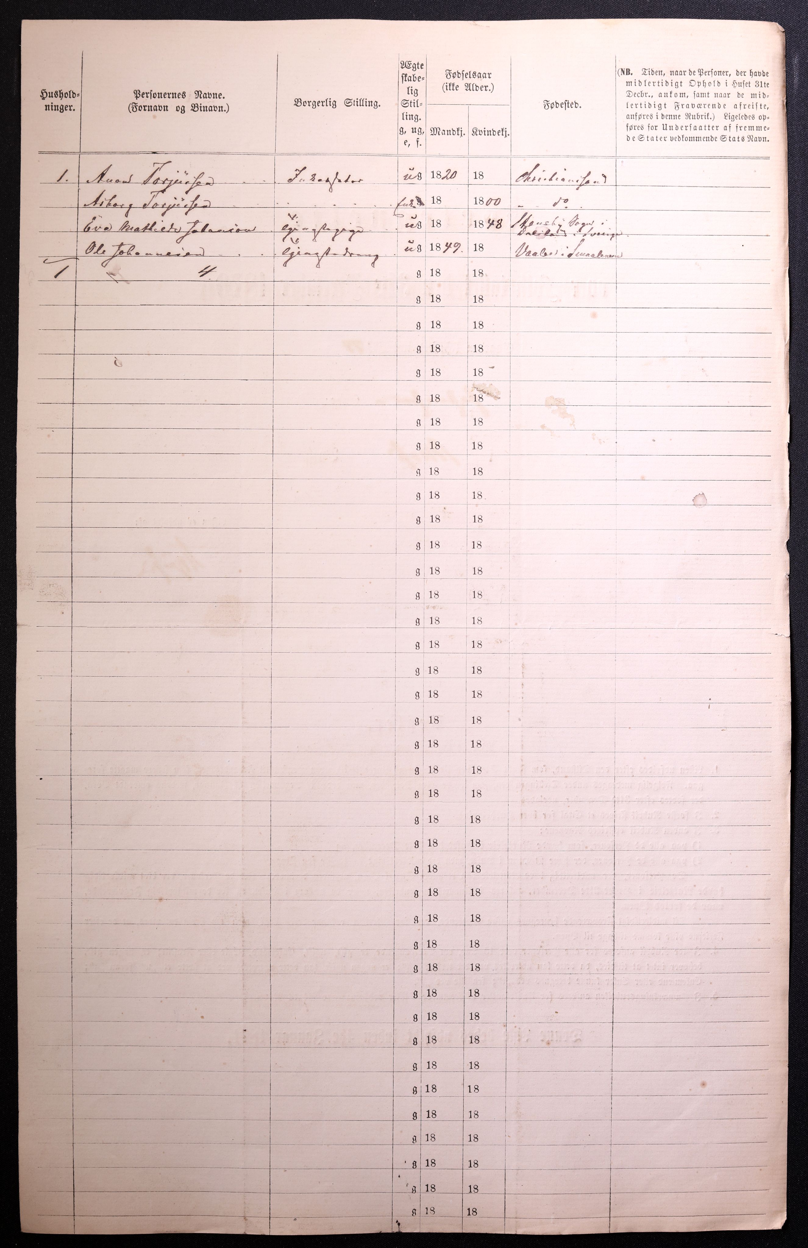 RA, 1870 census for 0104 Moss, 1870, p. 126