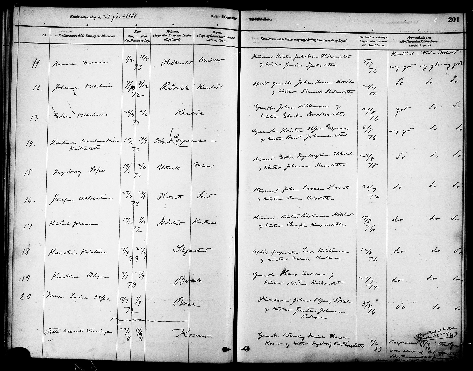 Ministerialprotokoller, klokkerbøker og fødselsregistre - Nordland, AV/SAT-A-1459/852/L0740: Parish register (official) no. 852A10, 1878-1894, p. 201