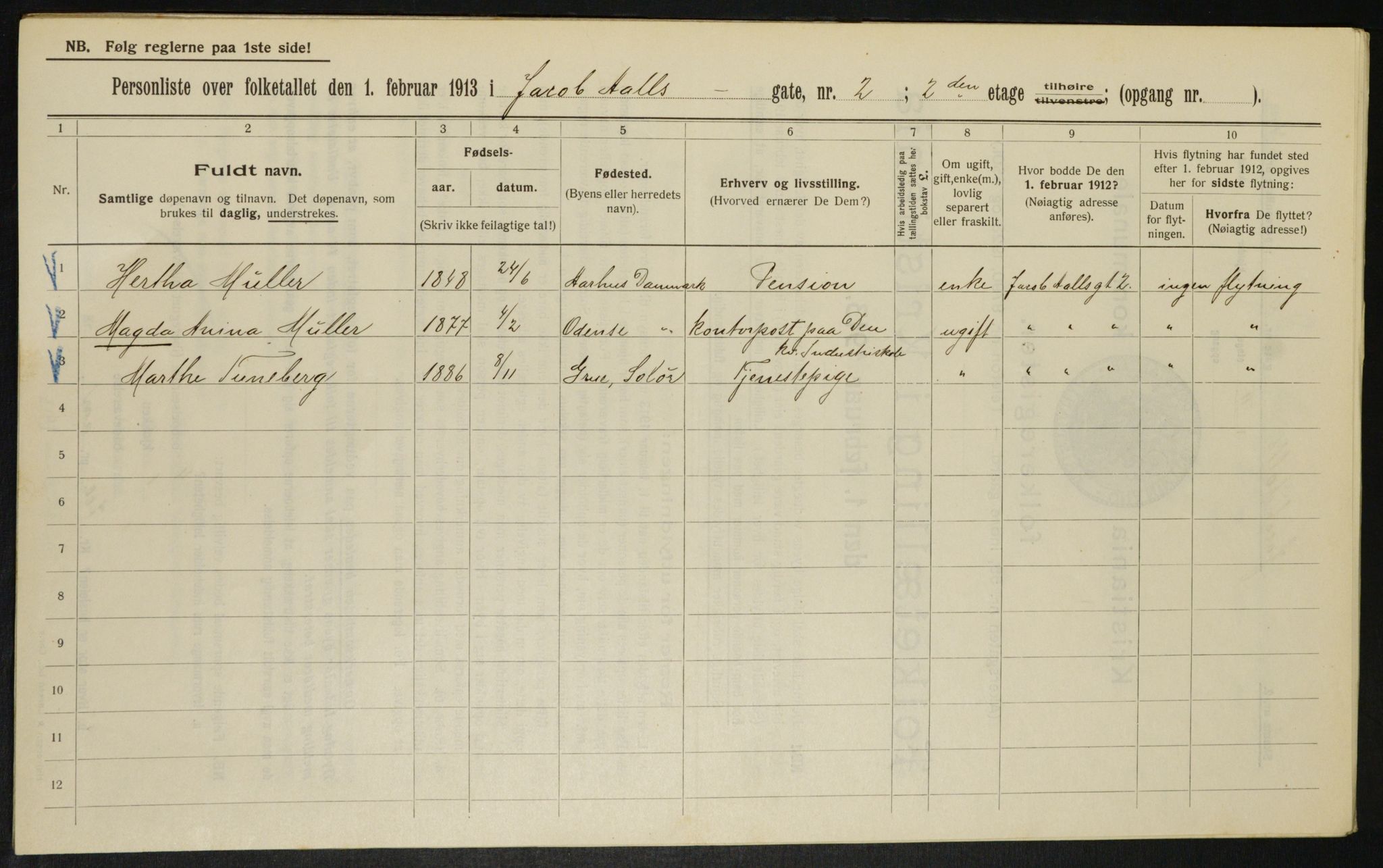 OBA, Municipal Census 1913 for Kristiania, 1913, p. 44514