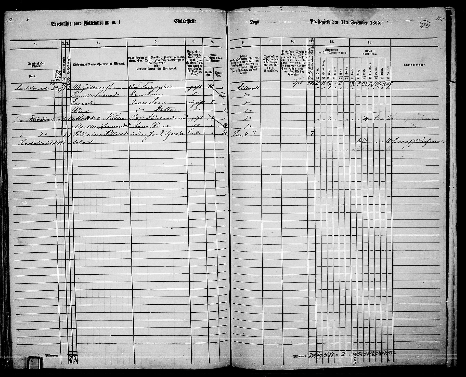 RA, 1865 census for Eidsvoll, 1865, p. 257