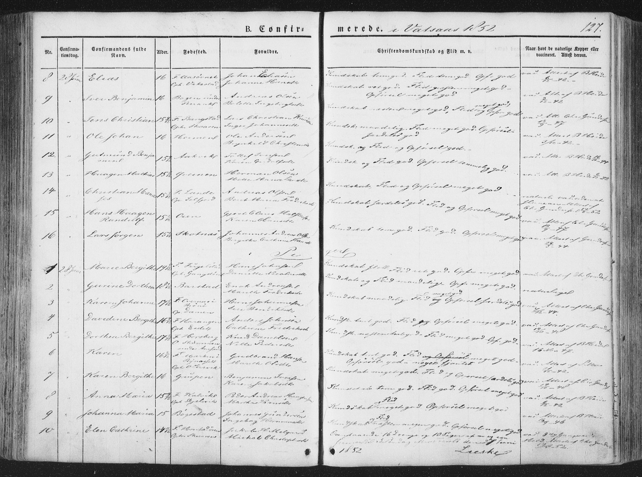 Ministerialprotokoller, klokkerbøker og fødselsregistre - Nordland, AV/SAT-A-1459/810/L0144: Parish register (official) no. 810A07 /1, 1841-1862, p. 127