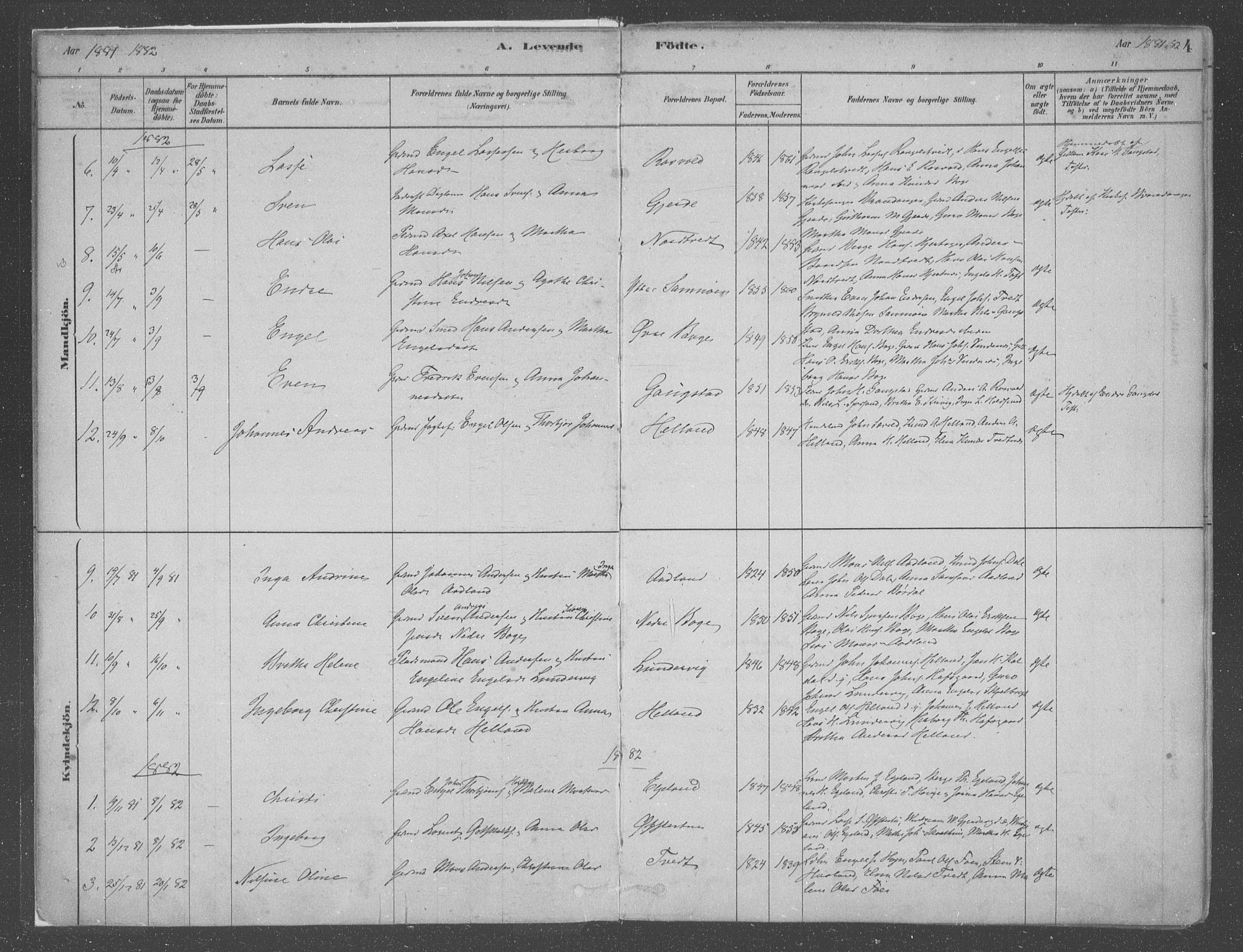 Fusa sokneprestembete, SAB/A-75401/H/Haa: Parish register (official) no. B 1, 1880-1938, p. 4